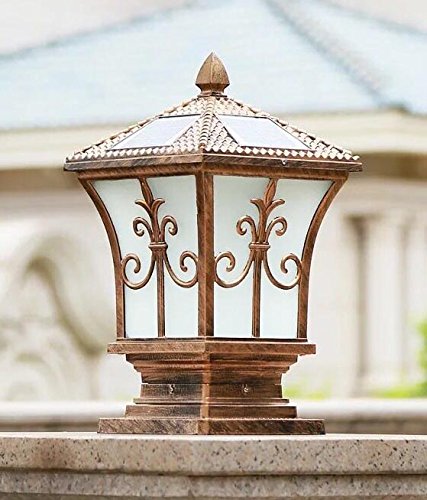 Extra Large Solar Post Cap Lights - 9.43 Inch Diameter, 17.8 Inch Height - Solar Powered Pillar Caps - European Brown - Perfect for Driveway, Garden, Patio, and Pathway Lighting