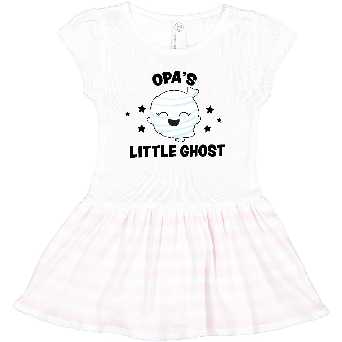 Inktastic Cute Opa's Little Ghost with Stars Toddler Dress - Halloween Costume for Girls, Baby Ghost Outfit for Trick or Treat, Spooky Party Wear