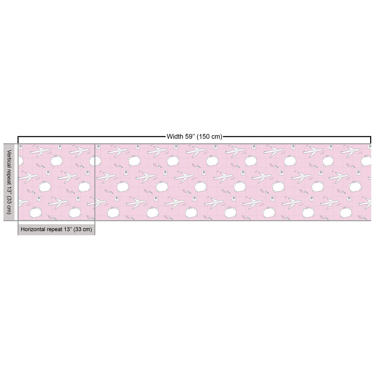 Ambesonne Travel Themed Fabric by The Yard - Pastel Luggage Suitcase Passport Doodle Pattern Decorative Material for Upholstery, DIY Projects, Home Decor (2 Yards, Pale Pink White) - Perfect for Crafting Travel-Themed Pillows, Curtains & Tote Bags