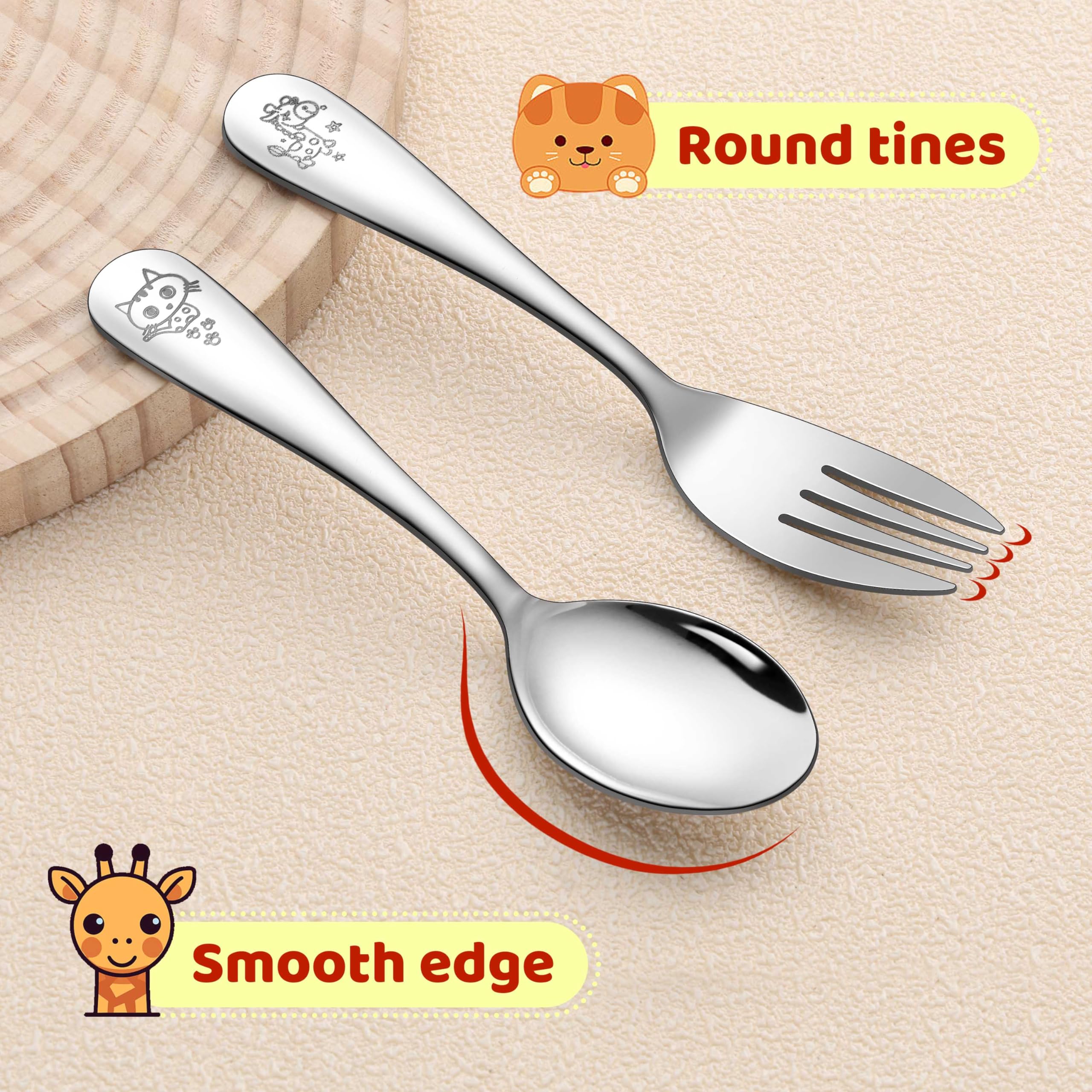 LIANYU 10-Piece Stainless Steel Toddler Utensil Set - Kids Forks & Spoons for Preschoolers | BPA-Free, Dishwasher Safe Cutlery | Perfect for Home, School Lunch & Travel
