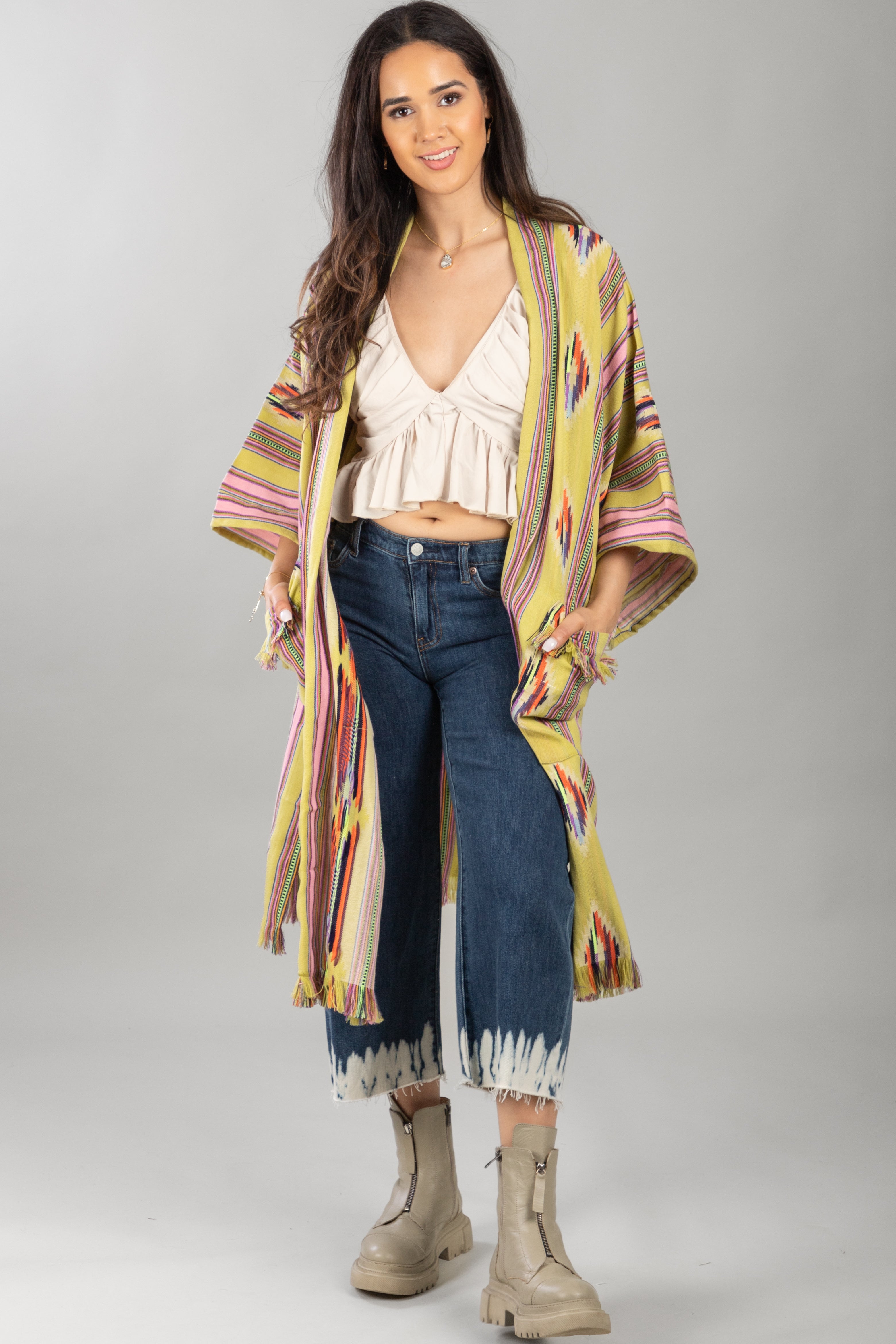 Stylish Ikat Striped Jacket for Women - Lightweight Spring/Summer Cover-Up - Perfect for Beach, Vacation & Casual Outings