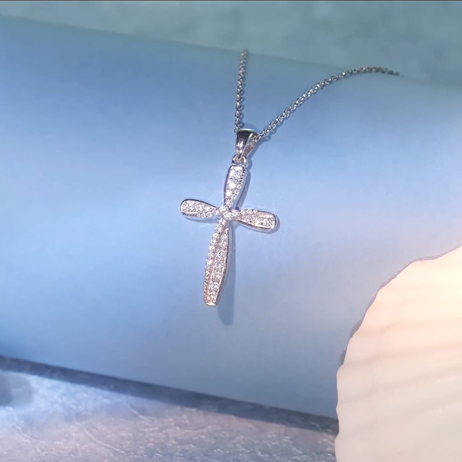 925 Sterling Silver Cross Pendant Necklace for Women - Elegant Religious Jewelry Gift for Mom, Her, Mother's Day, Baptism, Confirmation & Everyday Wear