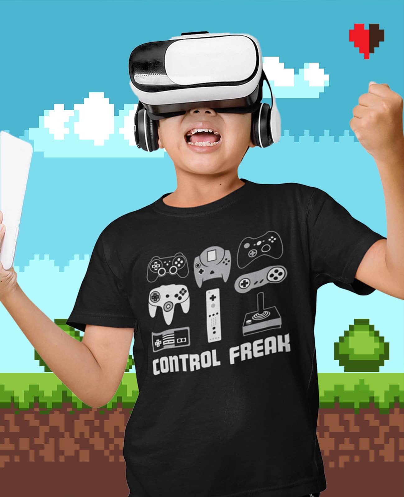 TeeStars Video Game Control Freak Funny Gamer T-Shirt for Youth & Kids - Perfect for Gaming Parties, Cosplay & Casual Wear