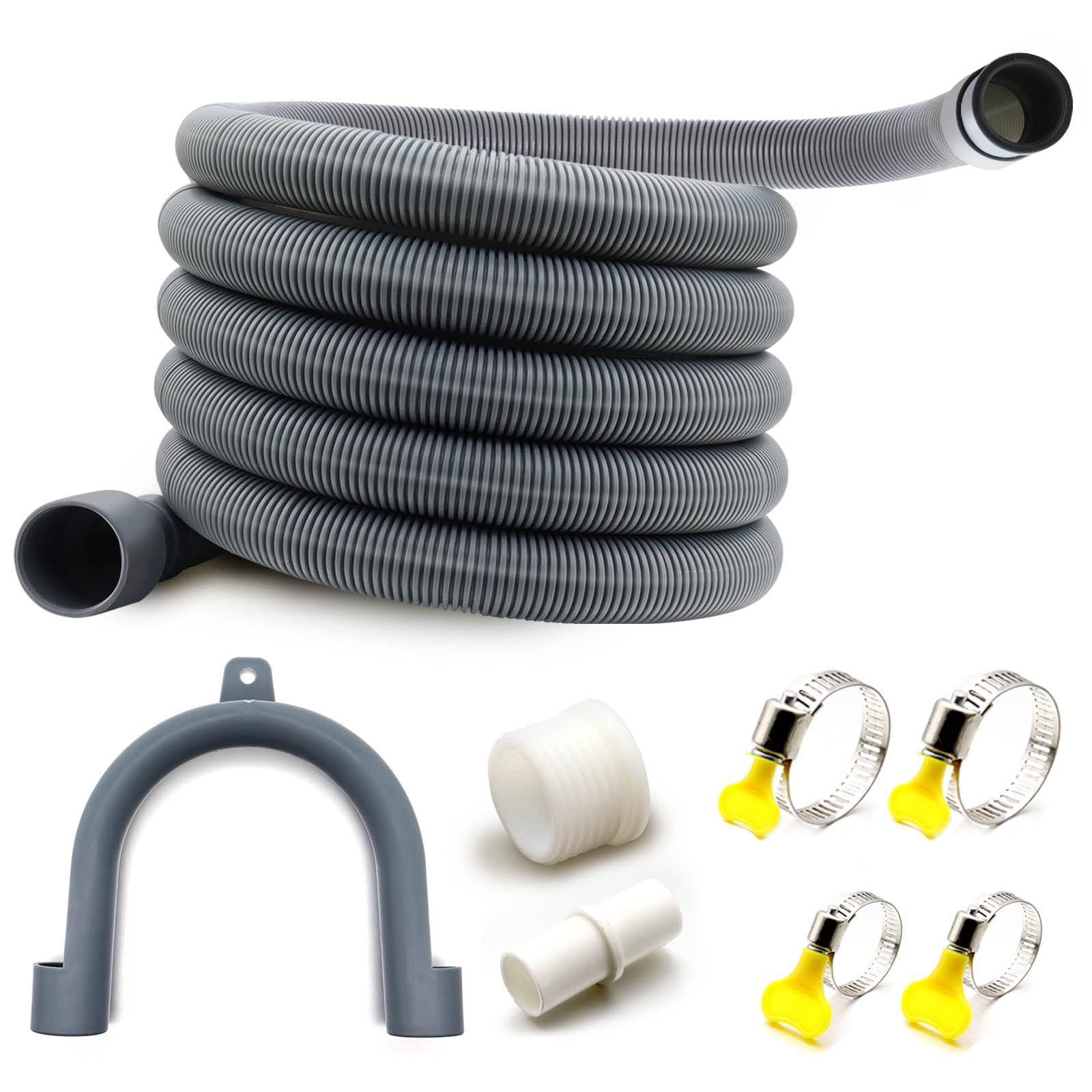 6.6FT Washing Machine Drain Hose Extension Kit with Adapter & Clamps for Dishwasher/Washer