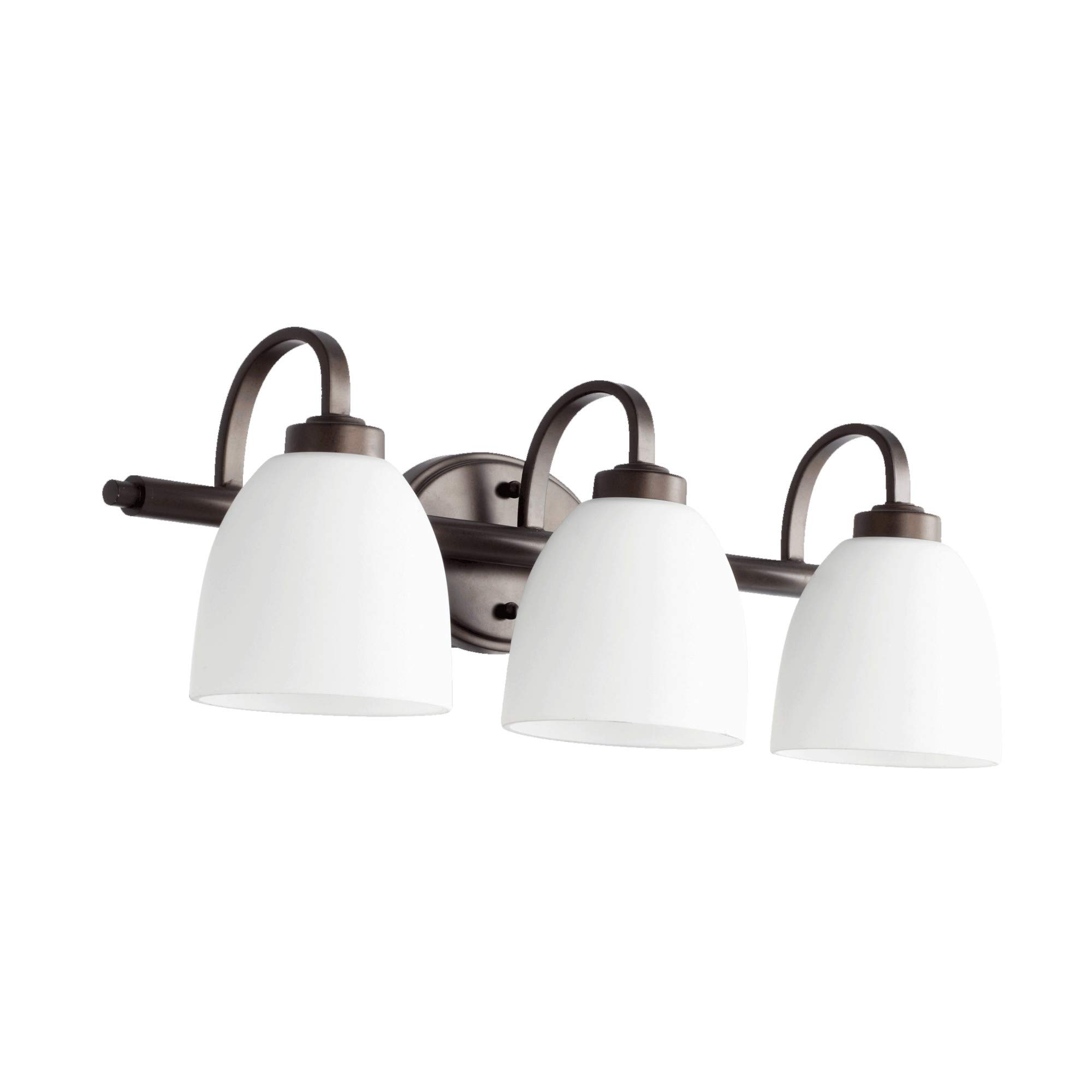 Quorum 5060-3-86 Modern 3-Light Bathroom Vanity Light Fixture in Oiled Bronze Finish - Perfect for Contemporary Bathroom, Bedroom or Dressing Room Lighting