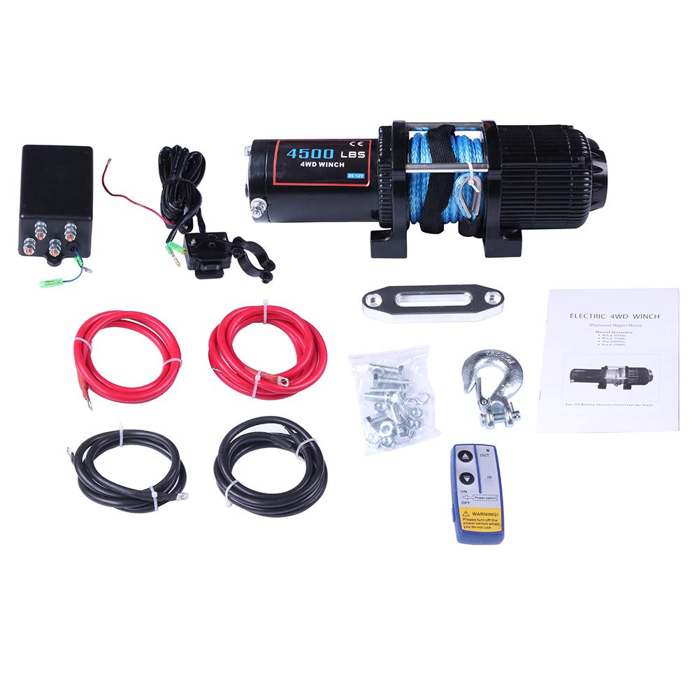 12V 4500 lbs Electric Winch for ATV UTV Towing - Heavy Duty Off-Road Recovery with Wireless Remote, Clevis Hook & Aluminum Fairlead - Perfect for Jeep, Truck, Boat & Off-Road Adventures