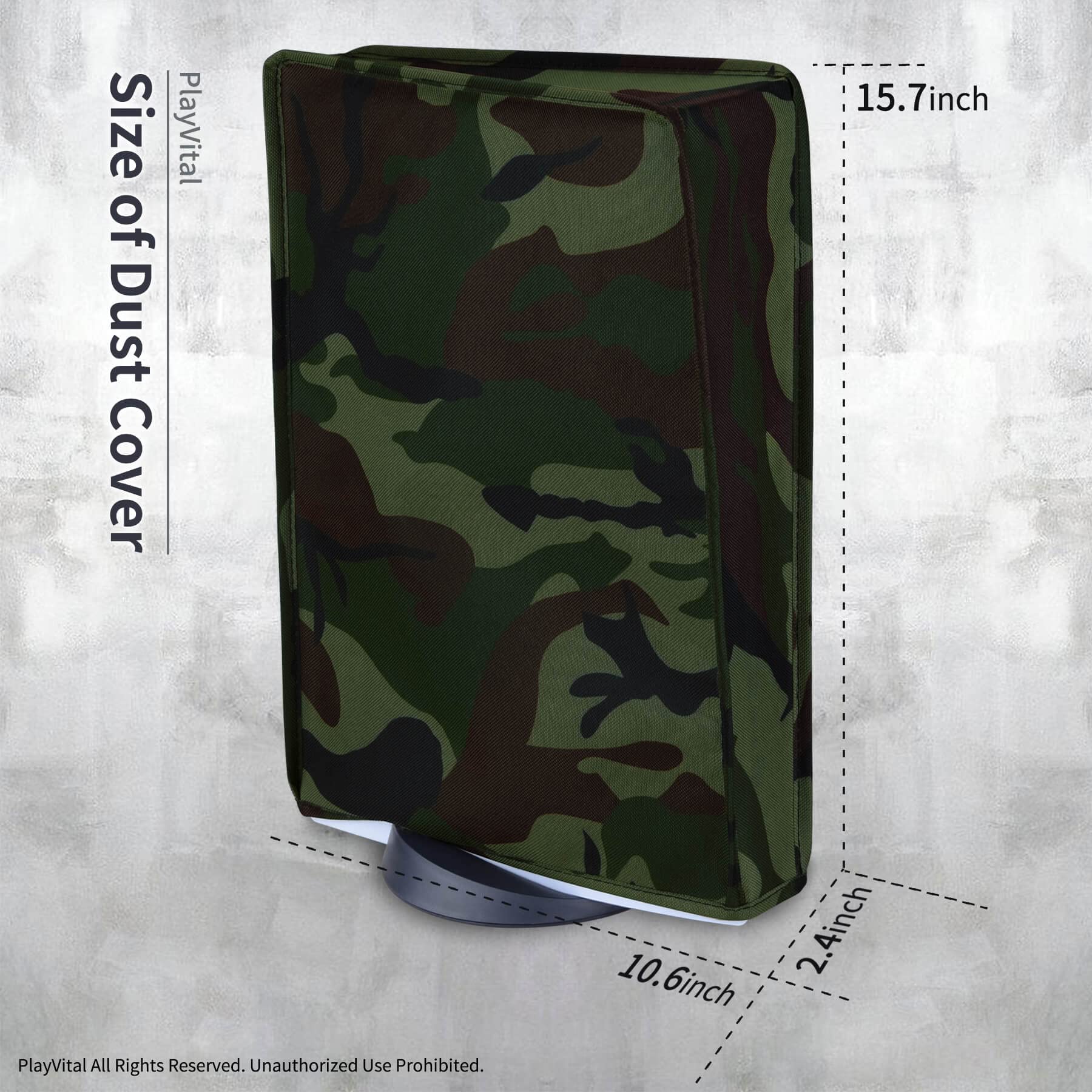 PlayVital Nylon Dust Cover for PS5 Console - Soft Anti-Scratch Waterproof Protective Sleeve for PS5 Digital & Disc Edition (Forest Camouflage) | Perfect for Gaming Setup Protection & Travel Storage
