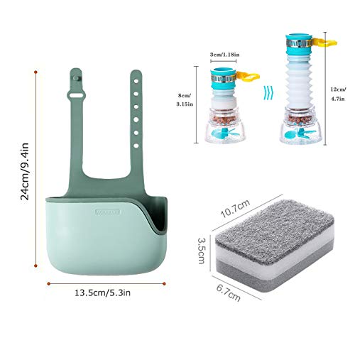 Adjustable Telescopic Kitchen Sink Organizer - 2 Pack Silicone Sponge Holder with Drain Holes & Hanging Strap | Space Saving Sink Caddy for Sponges, Brushes & Cleaning Supplies | Perfect for Small Kitchens, RV Sinks & Bathroom Organization