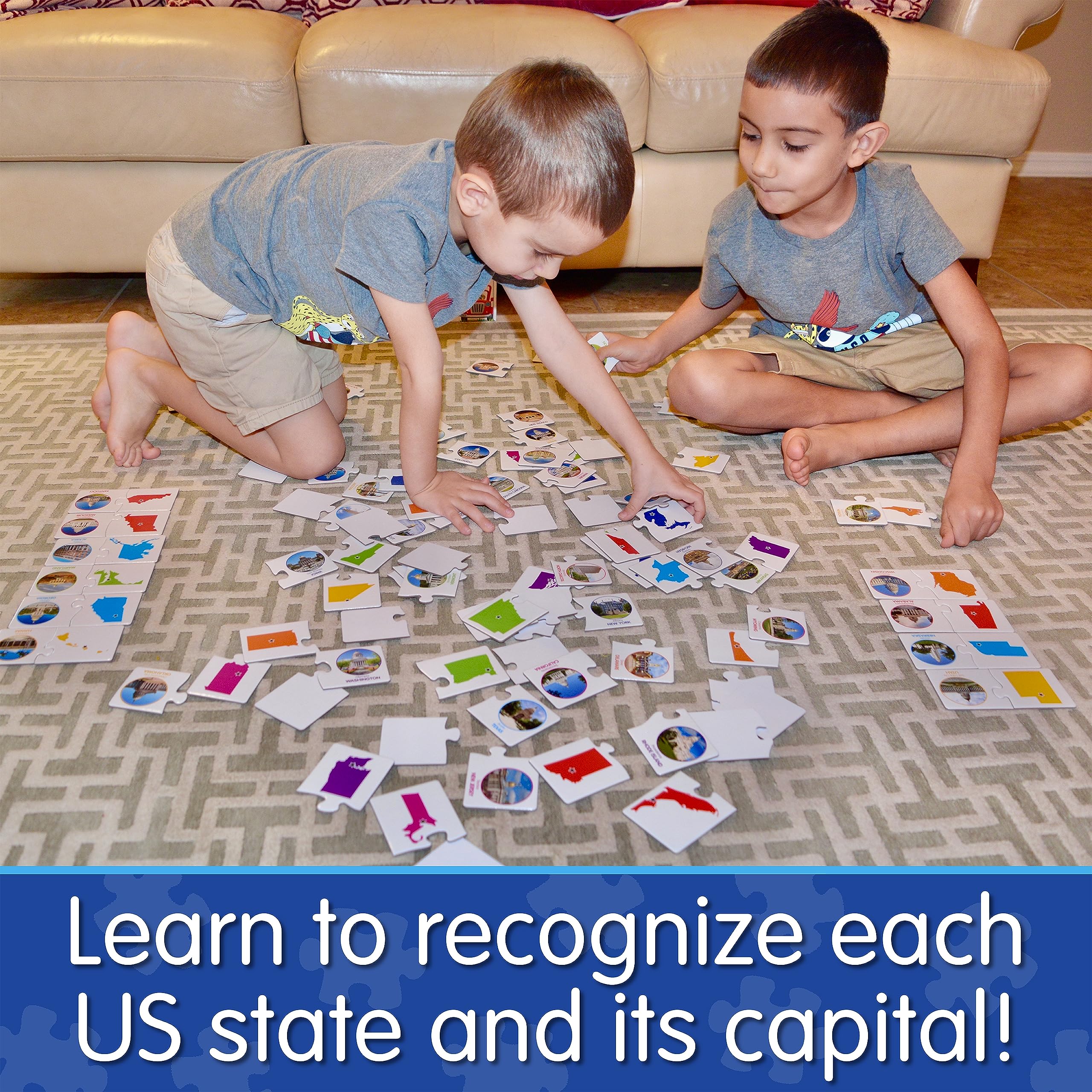 Match It! States & Capitals Puzzle Flash Cards – 50 Self-Correcting Two-Piece Learning Game – Award-Winning Educational Toy for Kids – Perfect for Homeschooling & Classroom Geography Lessons