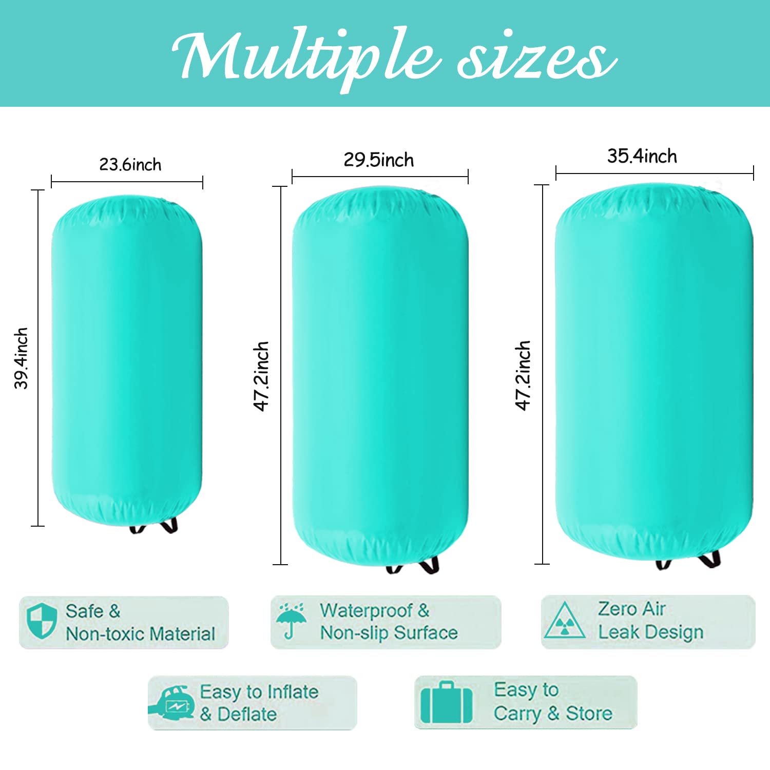 Inflatable Gymnastics Air Barrel Roller Mat - Back Handspring Training Equipment, Tumbling Track for Home & Gym Use - Yoga Balance & Cheerleading Exercise Mat with Electric Air Pump - Perfect for Kids, Adults, Gymnasts & Fitness Enthusiasts