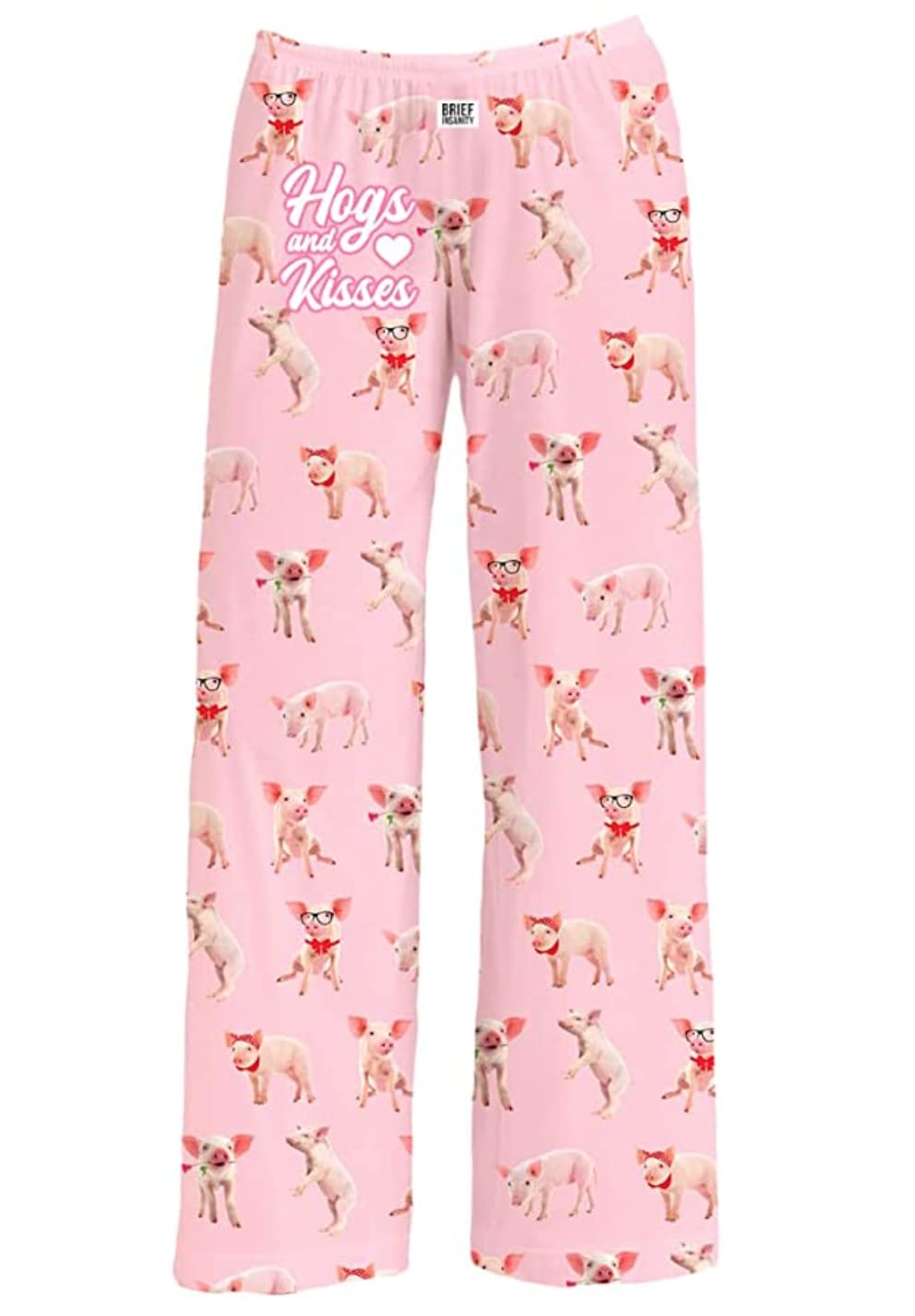 BRIEF INSANITY Women's Lounge Pajama Pants - Soft & Comfy Animal Print Piglet Loungewear | Cute Pig Design Sleepwear for Relaxing at Home, Lounging or Sleeping