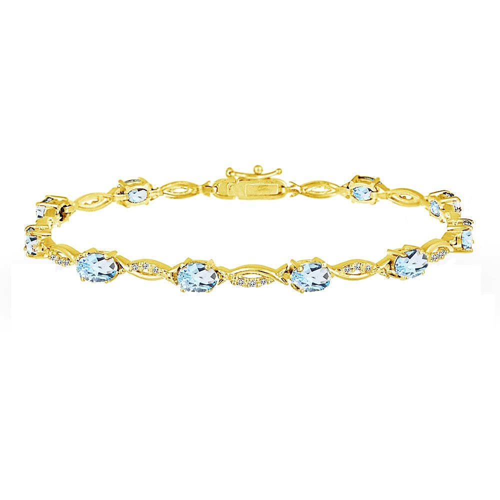 Elegant Women's Birthstone Bracelet - Oval Cut Swirl Design with Genuine/Synthetic Gemstones | Sterling Silver or Gold Flash Tennis Bracelet | Perfect Gift for Birthday, Anniversary & Special Occasions | Comes with Beautiful Gift Box