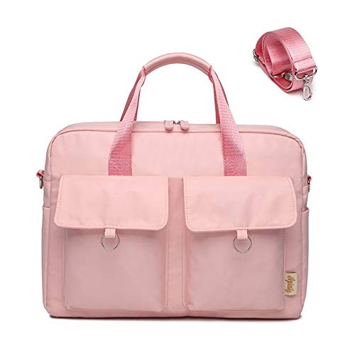 HUIFANGBU 15.6 Inch Laptop Bag with Double Pockets - Lightweight Single Shoulder Messenger Bag for Men & Women (Black/Pink/Grey) - Perfect for Work, School, Travel & Business Commute