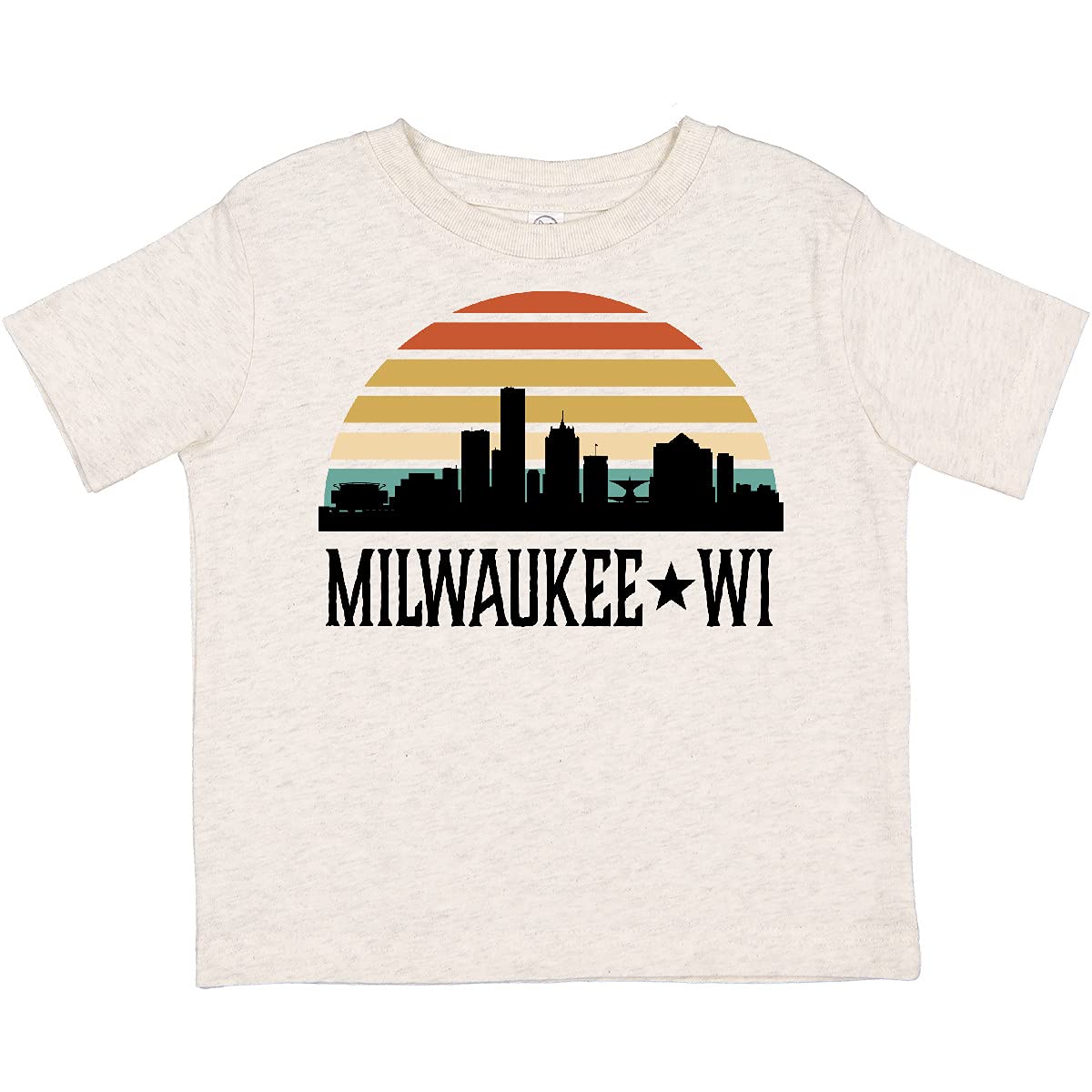 Inktastic Milwaukee Wisconsin Skyline Retro Sunset Toddler T-Shirt - Cute Graphic Tee for Kids, Boys & Girls - Soft Cotton Comfort - Perfect for Casual Wear, Family Outings & Travel Souvenirs