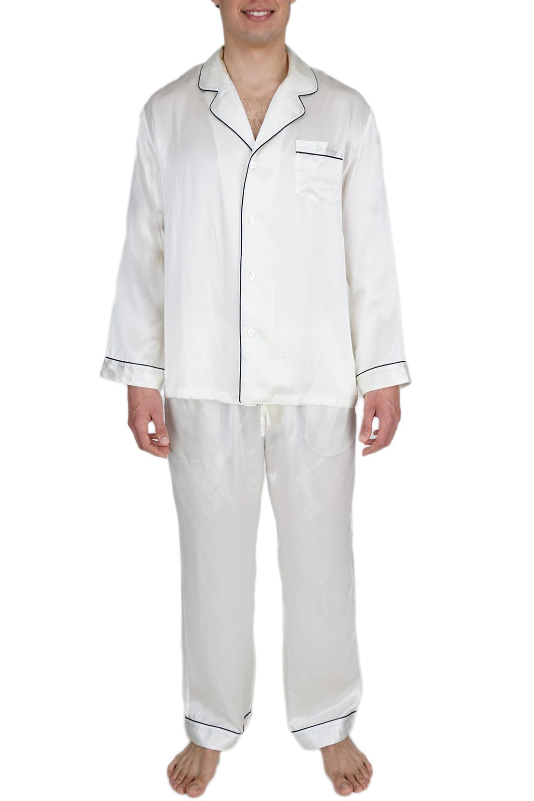 Premium 100% Mulberry Silk Pajama Set for Men - Luxury Sleepwear with Comfortable Fit - Perfect for Relaxation, Lounging & Gift Giving
