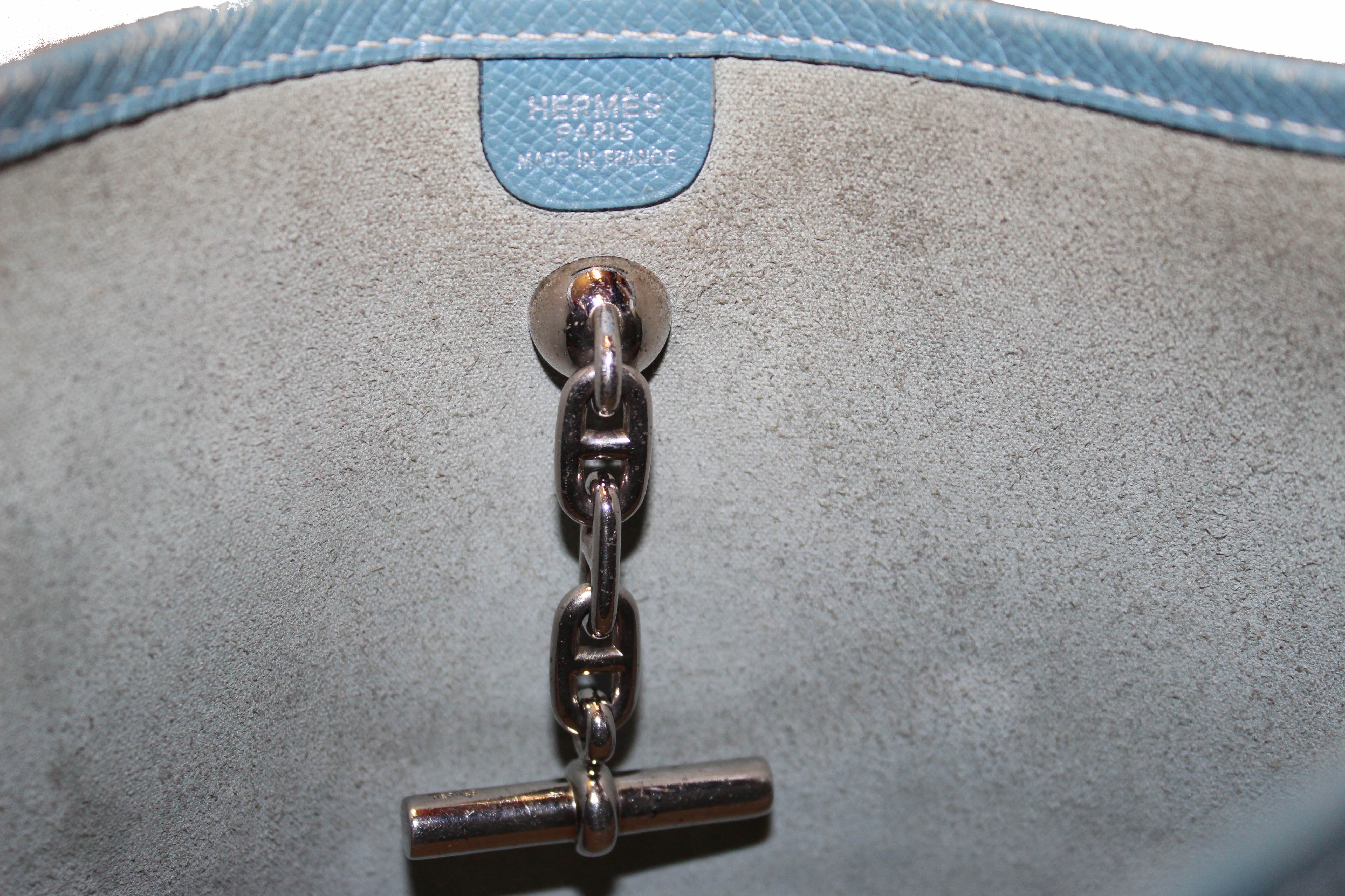 Authentic Hermes Blue Epsom Leather Vespa PM Shoulder Bag - Luxury Designer Handbag for Women, Perfect for Work, Travel & Everyday Use