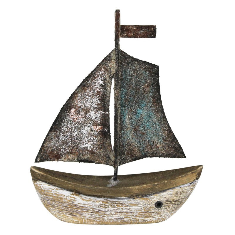 Handcrafted Blue Wooden Sailboat Model - Perfect for Home Decor, Office Display & Nautical Gift Ideas