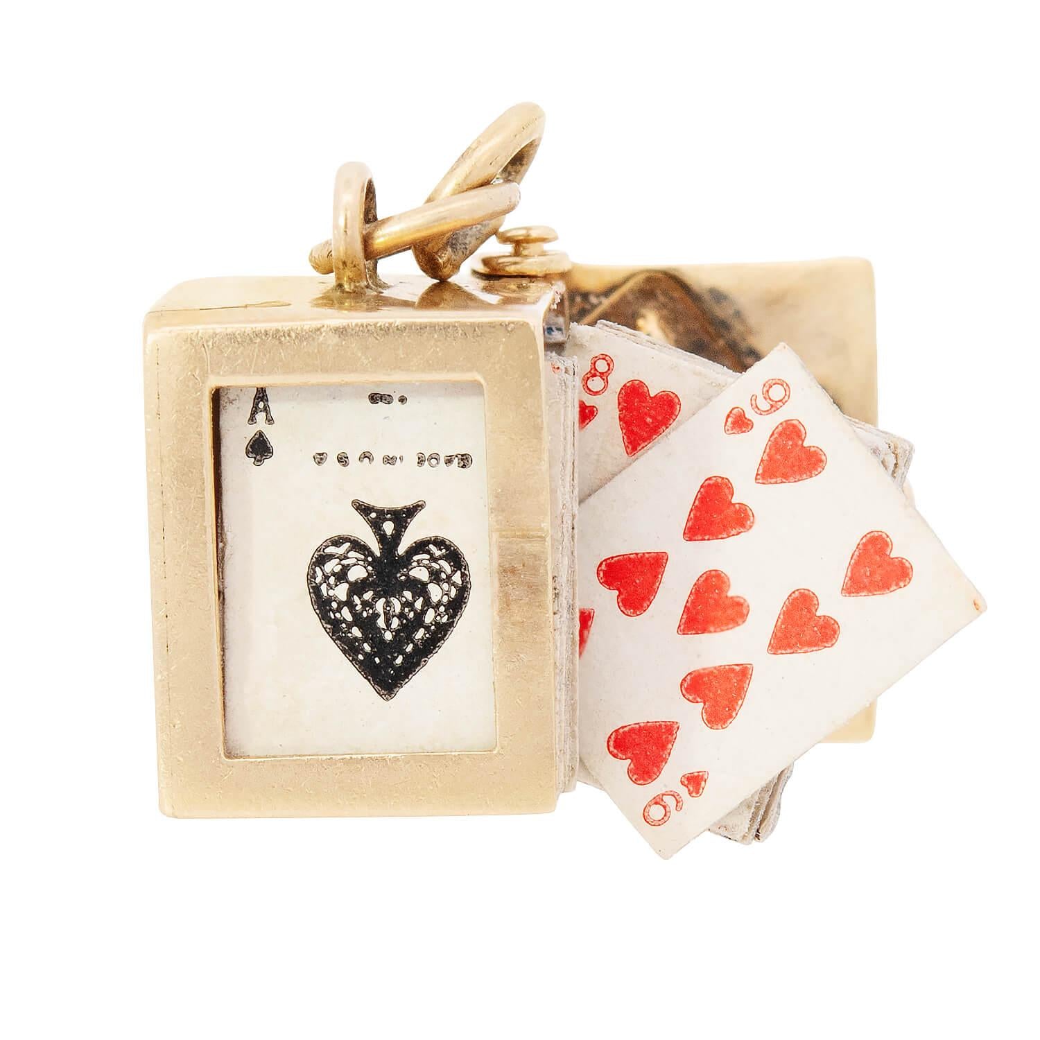 Vintage 14k Gold Deck of Playing Cards Charm Pendant - Perfect for Necklace, Bracelet & Jewelry Making - Casino Night, Poker Party & Card Game Lover Gift