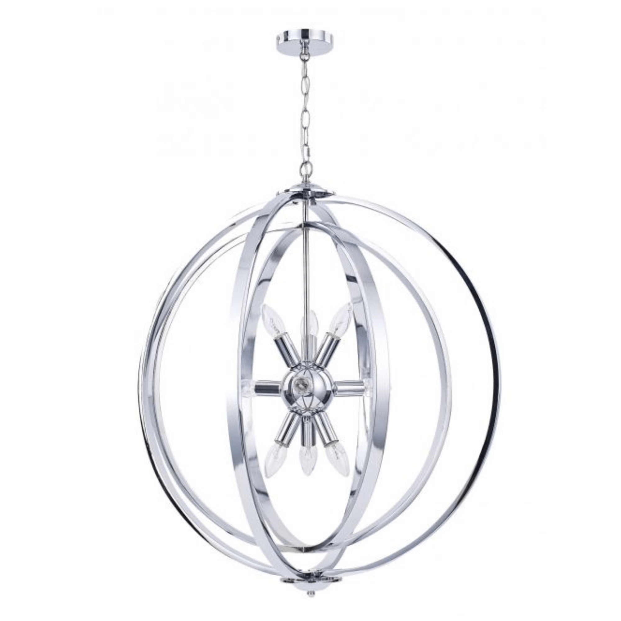 Atlas 6/9Lt Center Light Fixture in Polished Chrome - Modern Ceiling Lighting for Living Room, Bedroom & Dining Room