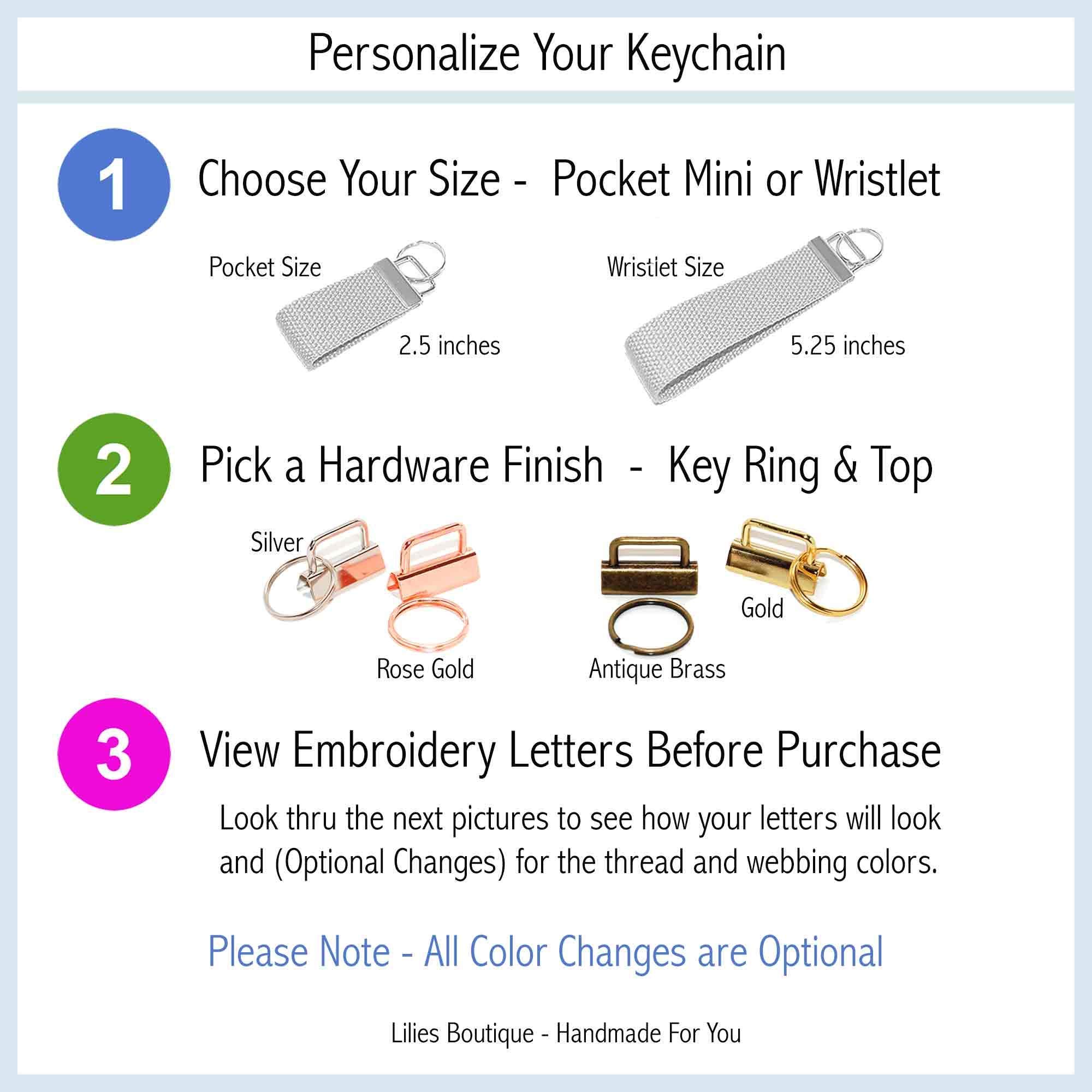 Personalized Monogram Pink & Mint Seersucker Keychain - Custom Key Fob for Women, Gifts, Bags & Travel Accessories - Perfect for Everyday Use, Housewarming Gifts & Bridesmaid Presents