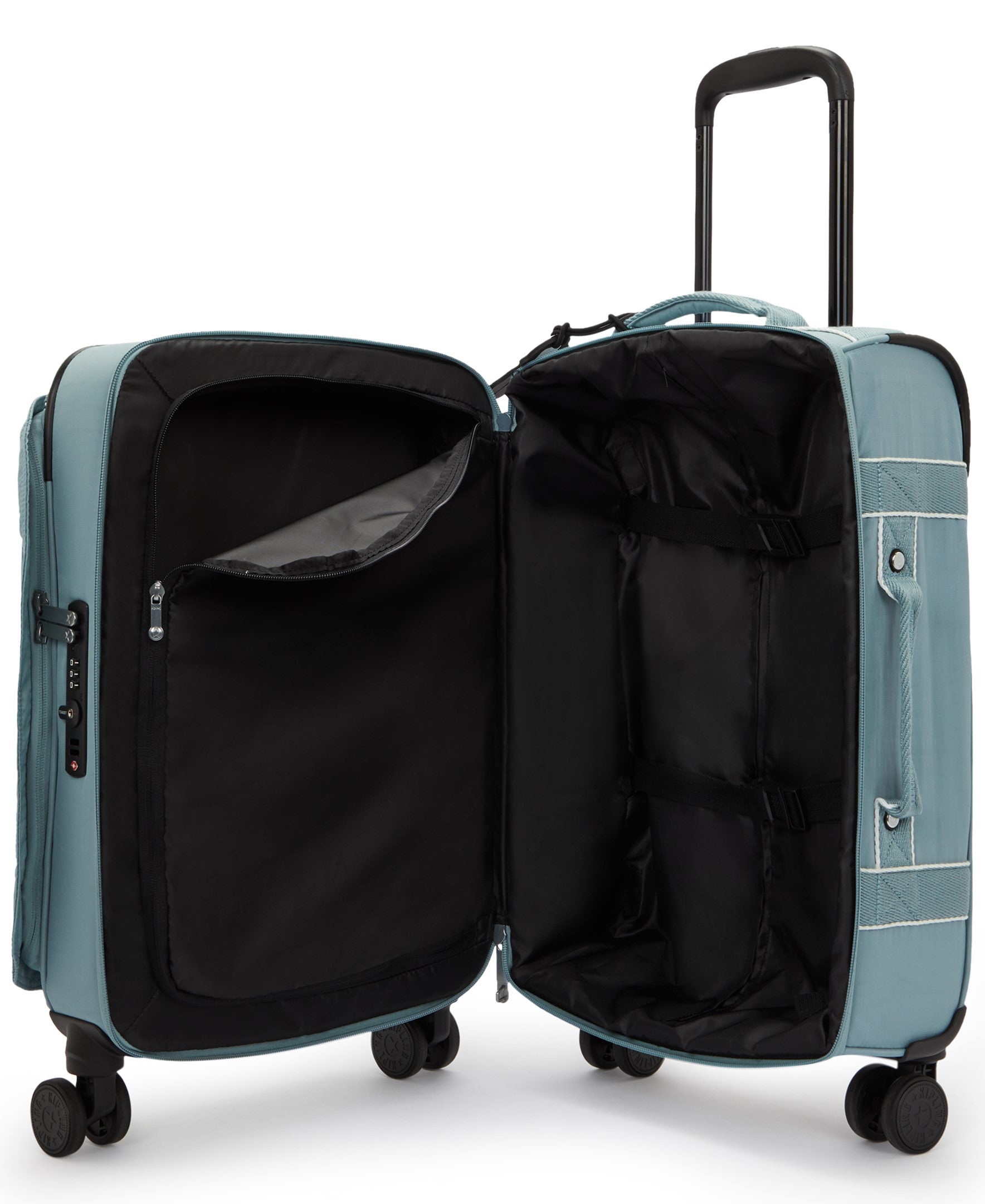 Kipling Spontaneous Small Rolling Luggage - Lightweight Carry-On Suitcase with Spinner Wheels, Relaxed Grey - Perfect for Business Travel & Weekend Getaways
