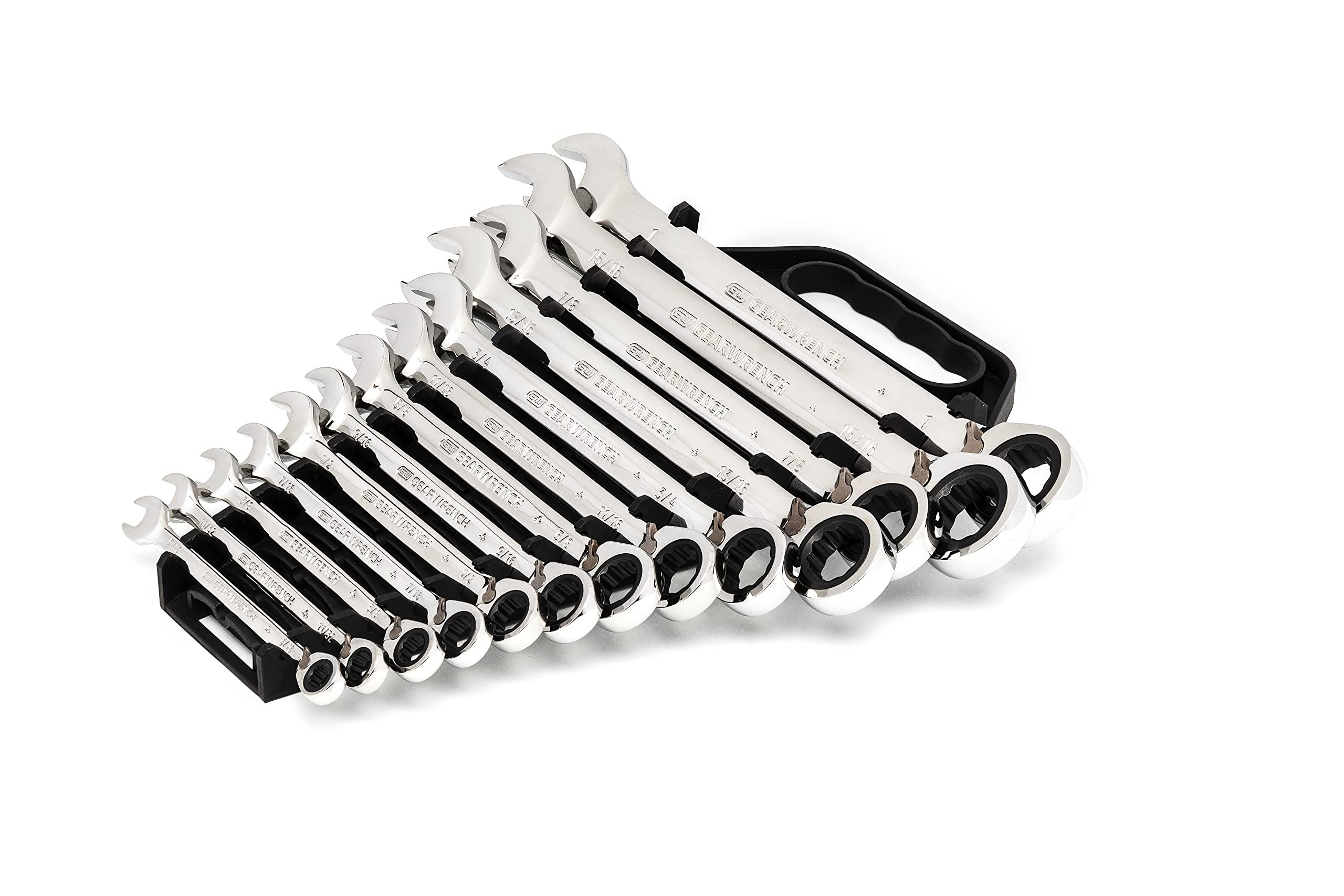 GEARWRENCH 13-Piece 12-Point Reversible Ratcheting Combination Wrench Set, SAE (9509N) - Professional Automotive & DIY Tool Kit for Mechanics and Home Repair