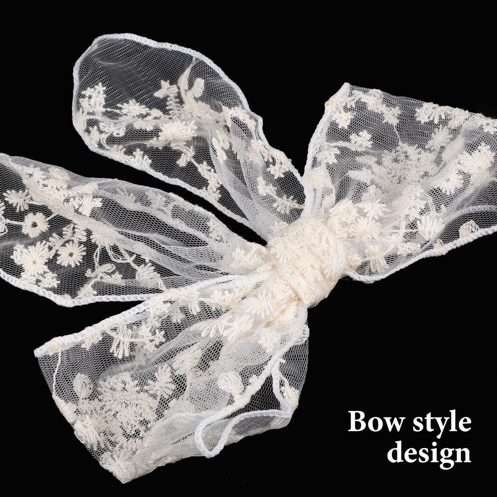 Embroidered Lace Hair Bows for Women & Girls - 2pcs Set for Parties & Weddings
