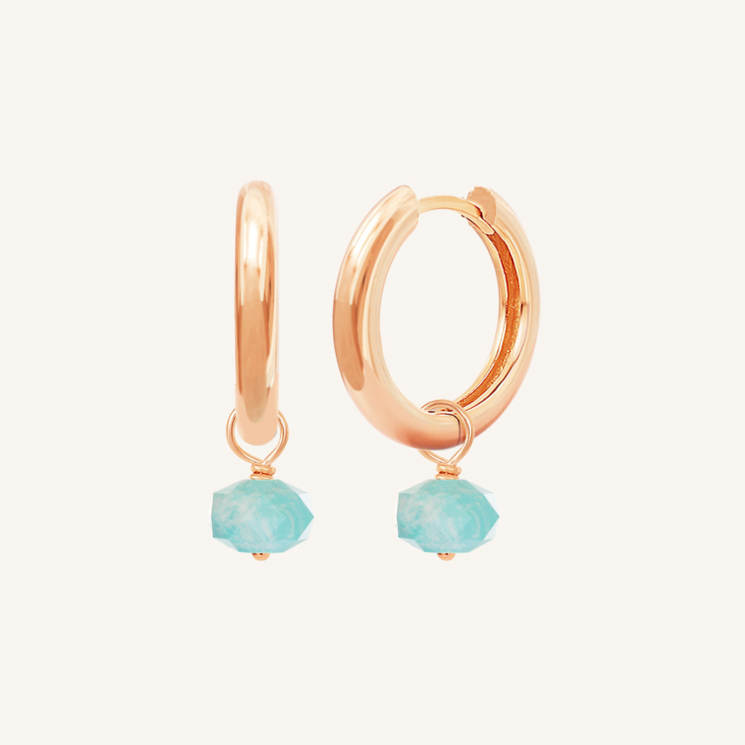 Opulent Amazonite Plain Hoops Earrings - Stone of Courage & Confidence - Perfect for Everyday Wear, Gift Giving & Spiritual Healing Jewelry