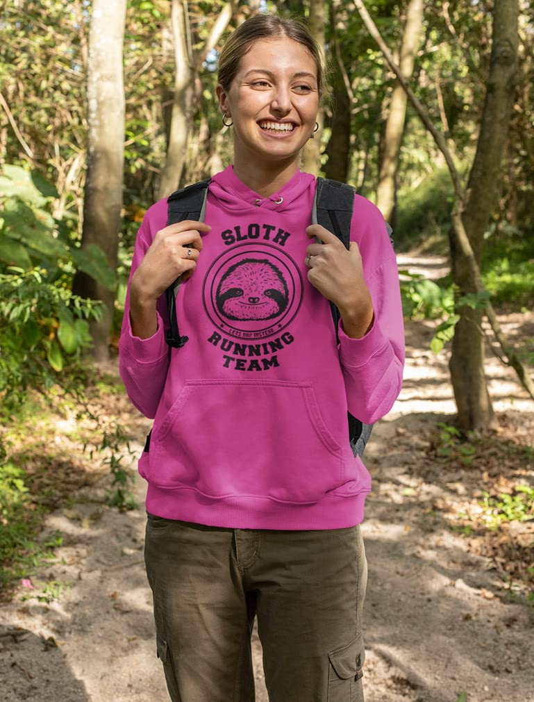 Tstars Sloth Running Team Hoodie - Funny Novelty Sweatshirt for Women | Cute Animal Loungewear, Casual Outfit & Gym Humor Gift