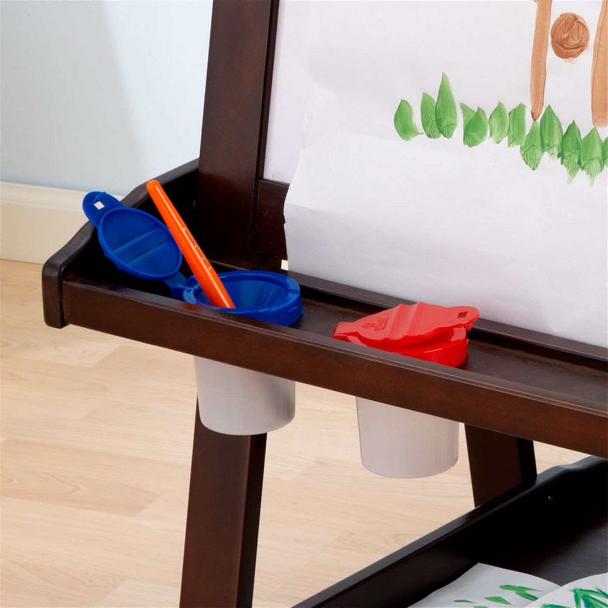 KidKraft Deluxe Wooden Art Easel for Kids - Adjustable Double-Sided Chalkboard & Whiteboard - Espresso Finish - Perfect for Home, Classroom & Art Studio Use