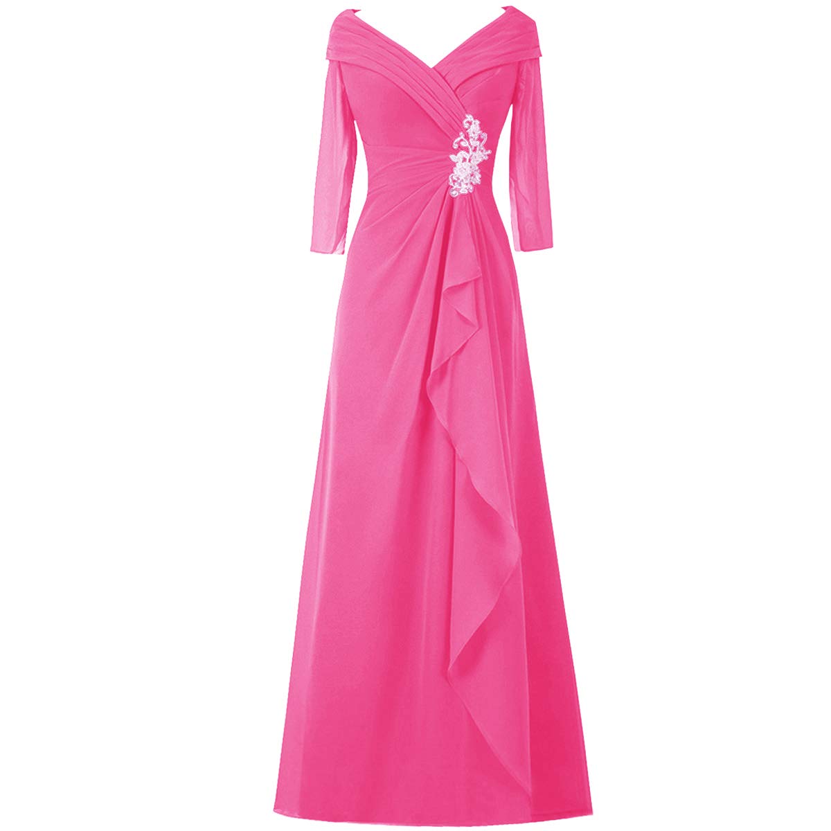 Elegant Chiffon Mother of The Bride Dresses | Lace Wedding Guest Evening Gowns for Women | Half Sleeve Formal Attire | Perfect for Weddings, Receptions & Special Occasions