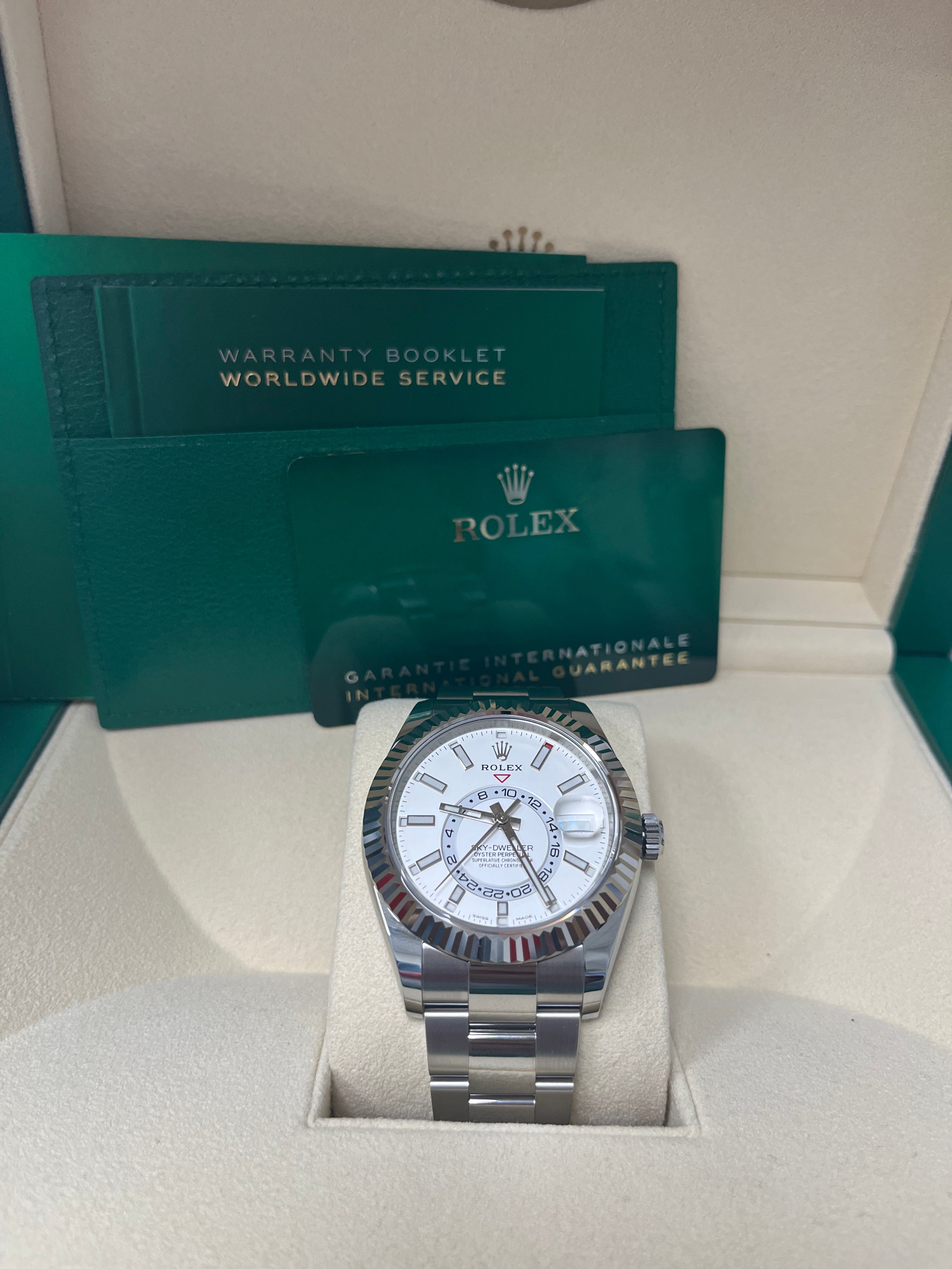 Rolex Sky Dweller 42mm White Gold & Steel Watch with White Index Dial & Oyster Bracelet (Ref# 326934) - Luxury Dress Watch for Business & Formal Occasions