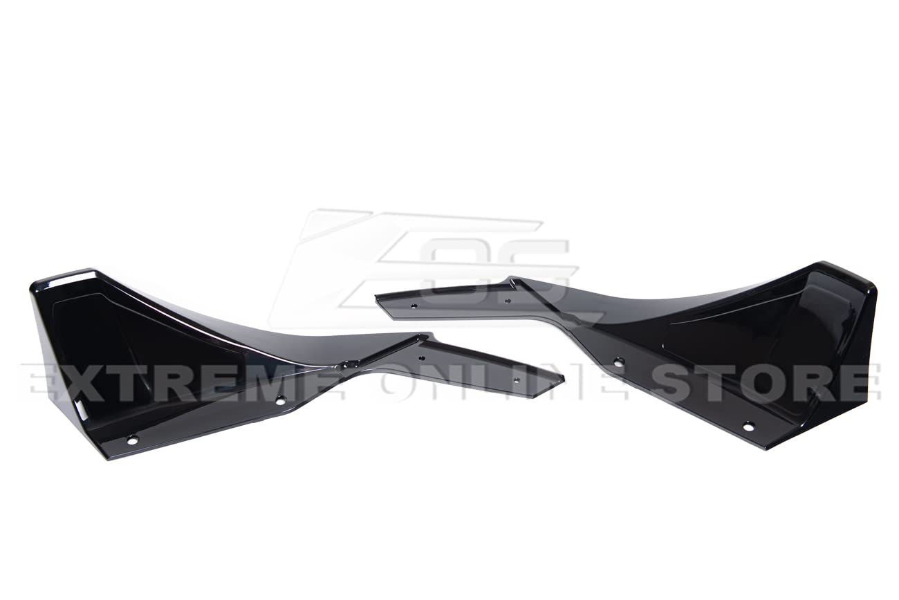 Tesla Model 3 Rear Bumper Diffuser (2017-2023) - Performance Track Style ABS Plastic Glossy Black with Side Splitter Apron Pair | Perfect for Car Upgrades & Street Racing Style Enhancement