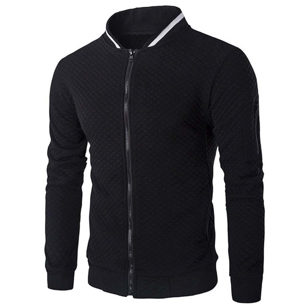 FORUU Men's Fashion Winter Coat - Long Sleeve Patchwork Zipper Jacket for Autumn & Winter | Perfect for Outdoor Sports, Casual Wear & Daily Activities
