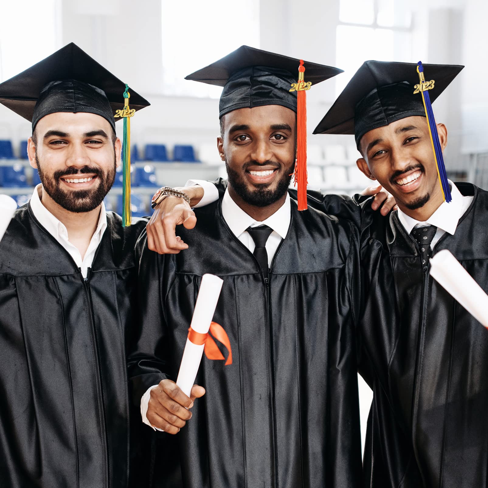 2023 Graduation Cap & Tassel Set - 8 Pack with Date Charms for High School & College Grads - Perfect for Graduation Parties, Photo Shoots & Decorations