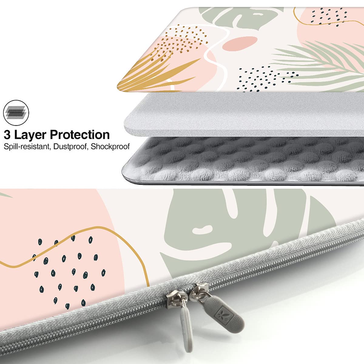 iCasso 13-14 Inch Laptop Sleeve for MacBook Air/Pro, Chromebook, HP, Dell - Slim Protective Travel Case with Morandi Design | Perfect for Work, School & Business Travel