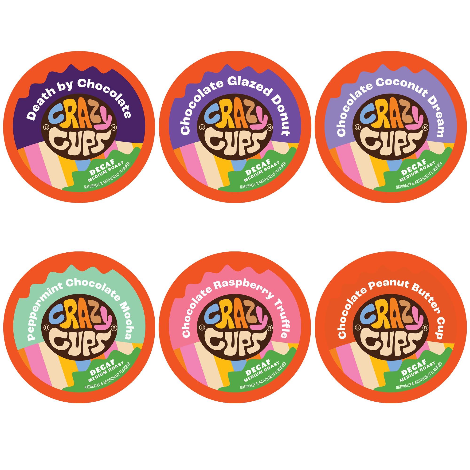 Decaf Chocolate Coffee Pods Variety Pack for Keurig K Cup Machines – Death By Chocolate, Chocolate Raspberry & Peppermint Mocha Flavors (24 Count) | Perfect for Afternoon Relaxation & Late-Night Caffeine-Free Enjoyment