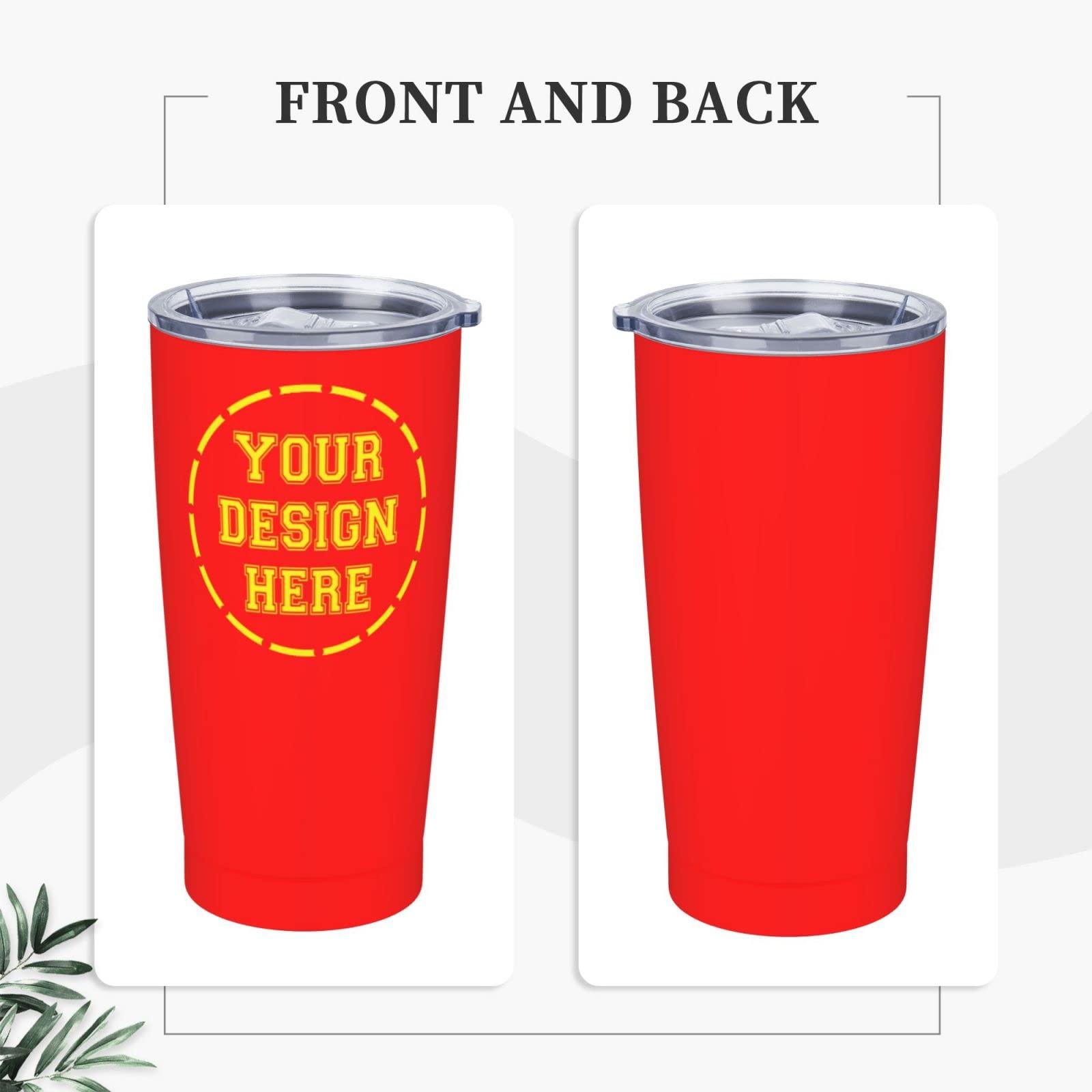 Custom 20 oz Stainless Steel Tumblers with Lids & Straws - Personalized Text & Photo Mugs for Kids, Adults & Family - Perfect for Office, Gym, Travel & Outdoor Activities