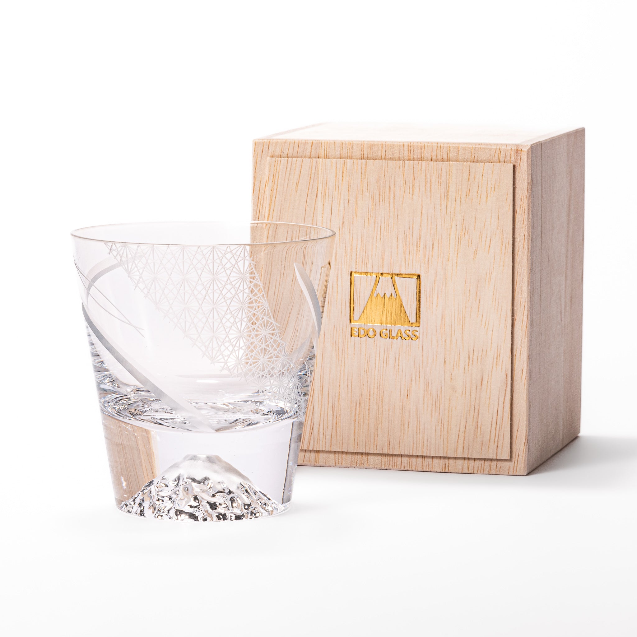 Tajima Mount Fuji Rocks Glass - Japanese Whiskey Tumbler with Breeze Design - Perfect for Scotch, Bourbon & Cocktail Drinking at Home Bar or Gift Giving