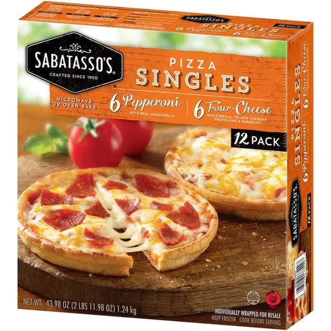 Sabatasso's Gluten-Free Frozen Pepperoni & Four Cheese Thin Crust Pizza Singles - Real Mozzarella - 2 Pack (43.86 oz Each) - Ready to Bake for Quick Meals, Parties & Family Dinners - Supports Donate a Meal Program