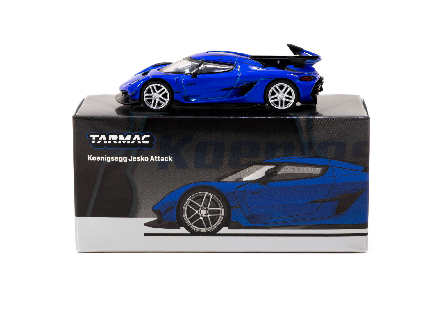 Tarmac Works 1/64 Scale Koenigsegg Jesko Attack Blue Diecast Model Car - Collectible Toy for Display & Racing Scenes