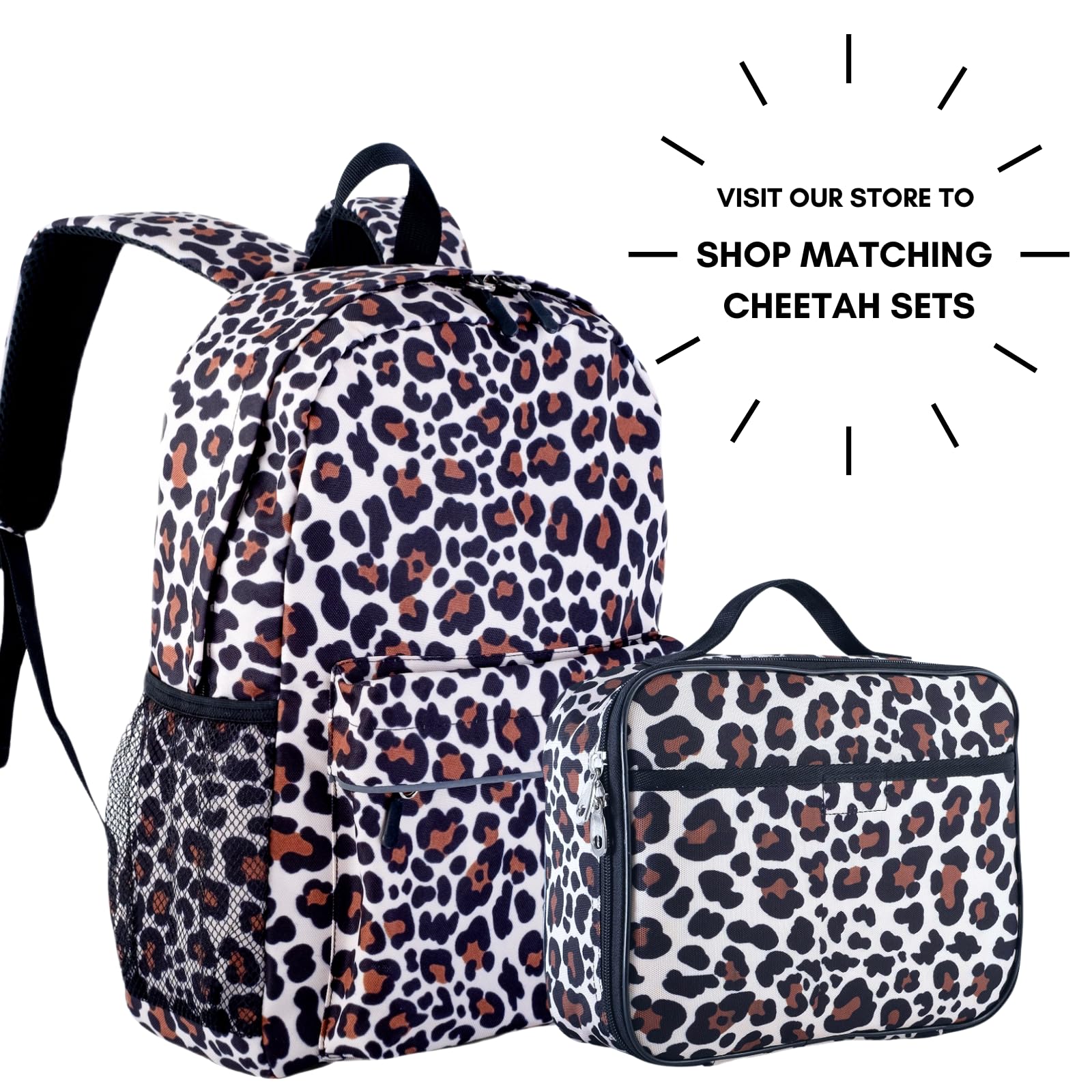 Fenrici Cheetah Print Backpack for Girls - 16 Inch Kids School Backpack with Multiple Padded Compartments, Lightweight Bookbag for Teens & Children - Perfect for School, Travel & Daily Use