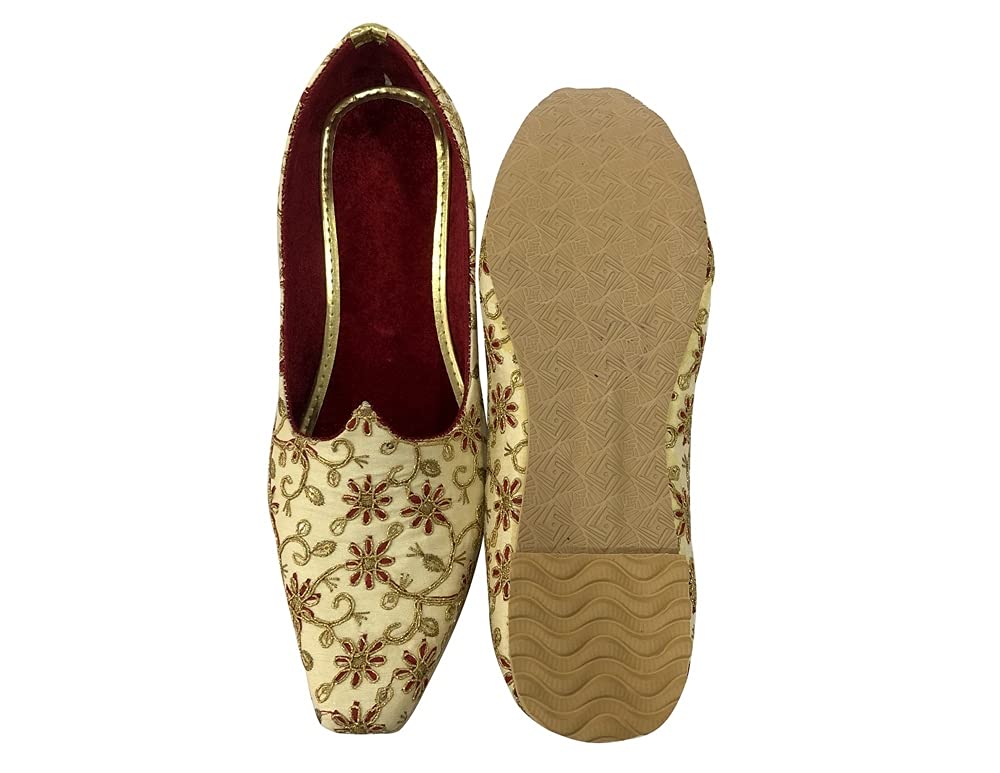 Authentic Gold Punjabi Jutti for Men | Traditional Mojari Wedding Shoes | Sherwani Ethnic Loafers for Groom | Handcrafted Indian Mules for Festivals, Ceremonies & Cultural Events