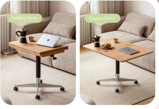 Solid Oak Wood Lift-Top Modern Coffee Table - Adjustable Height for Living Room, Home Office, and Small Spaces