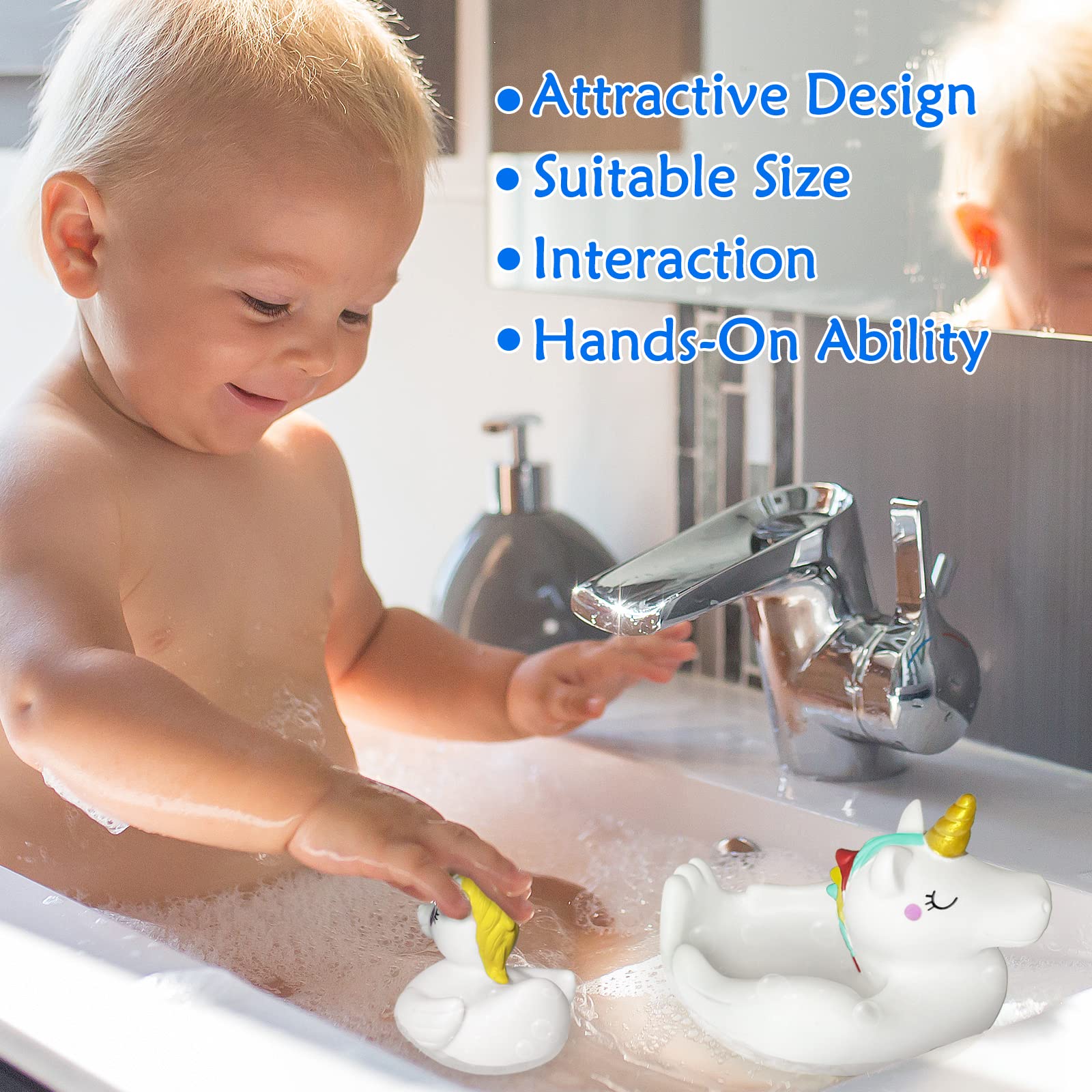 **Unicorn Baby Bath Toys Set - 4pcs Cute Floating & Squirt Bathtub Toys for Toddlers 1-3 Years, Safe Rubber Shower Toys for Boys & Girls - Perfect Bath Time Fun & Learning Gifts**    *(Use: Ideal for sensory play, bath time entertainment, and early childhood development in home or daycare settings)*