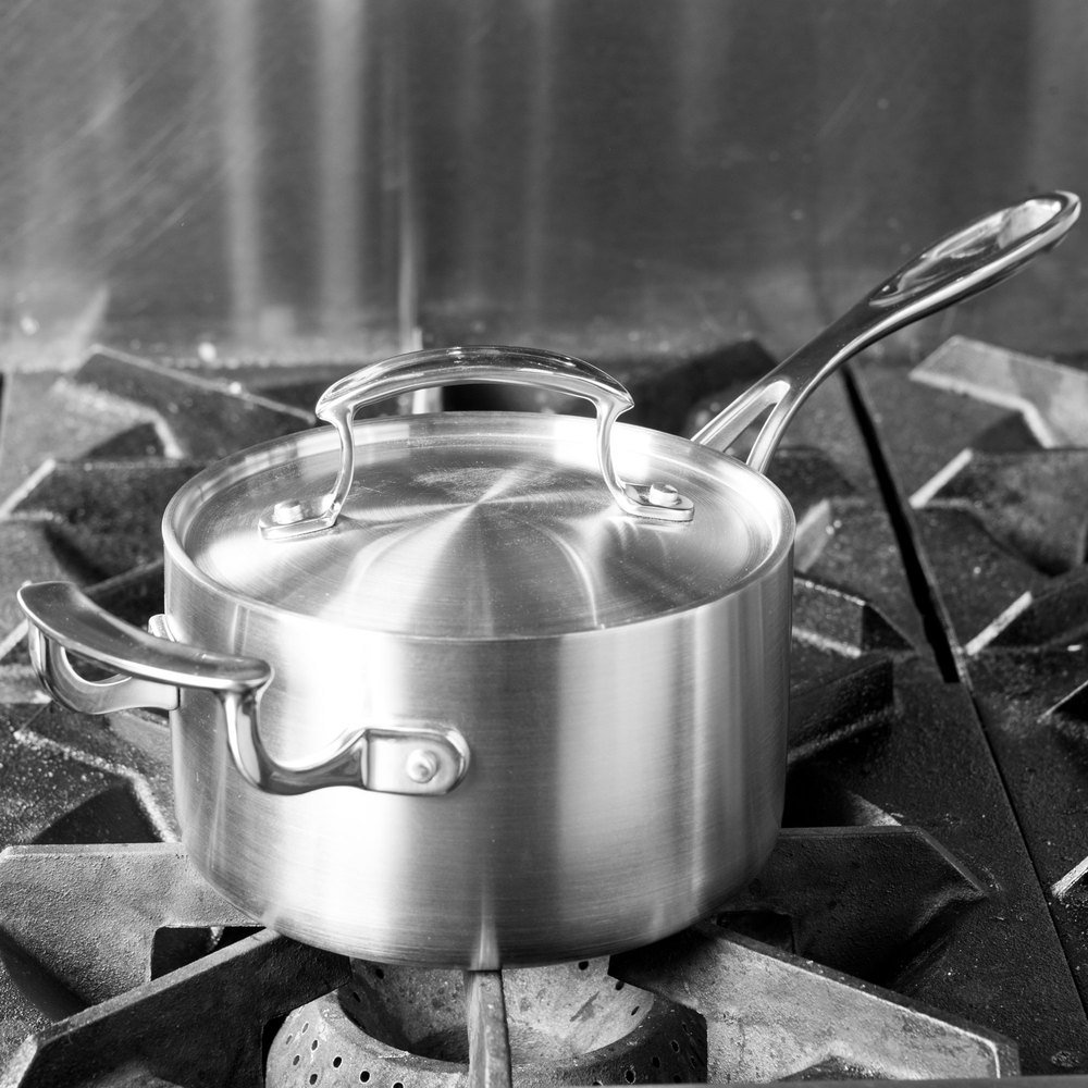 Vollrath 49414 Miramar 2 Qt. Stainless Steel Sauce Pan & Butter Warmer with Helper Handle - Perfect for Cooking, Melting, and Serving in Restaurants & Home Kitchens
