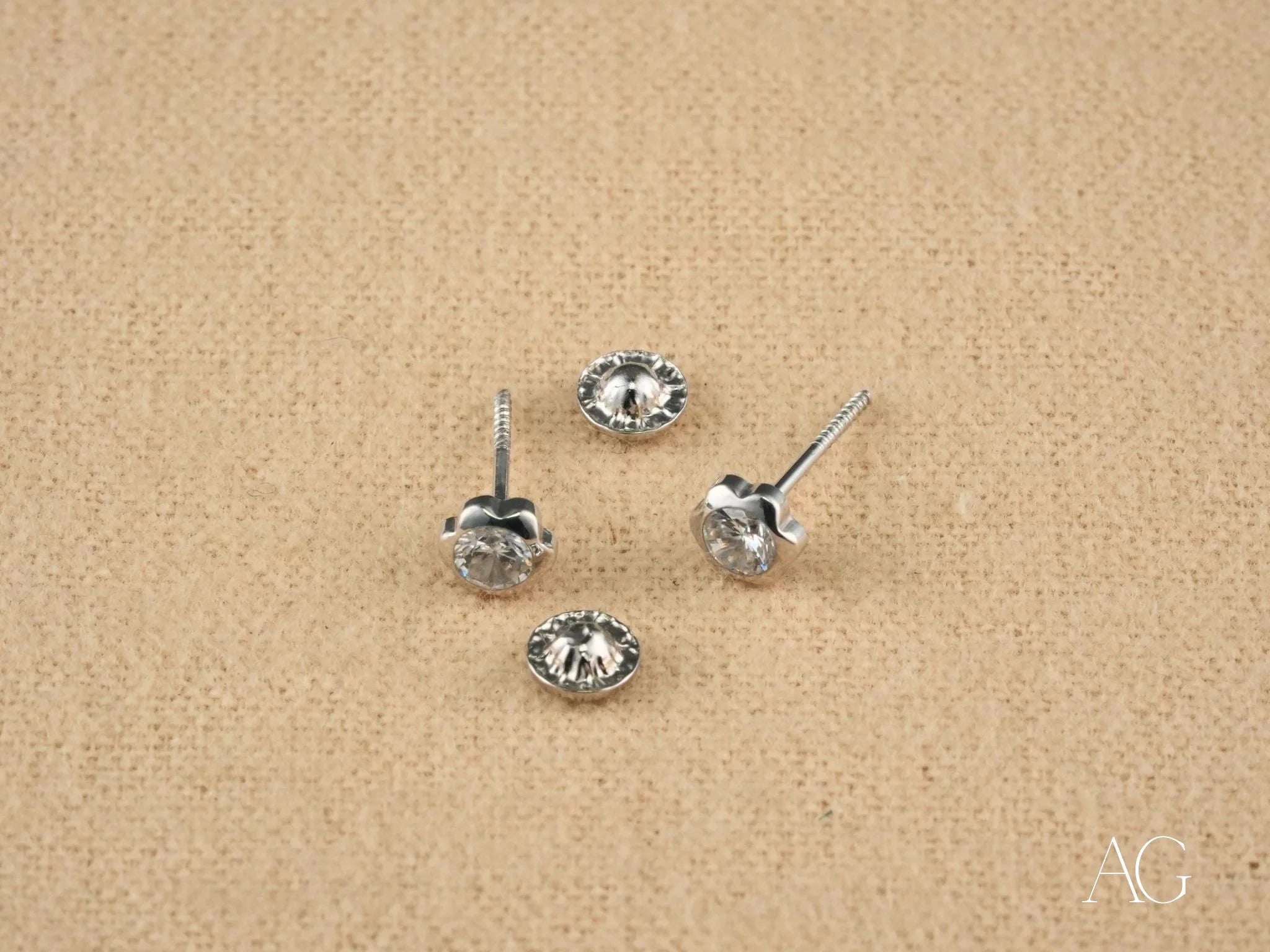 18K White Gold Cubic Zirconia Stud Earrings for Women - Elegant & Hypoallergenic Jewelry for Weddings, Parties & Everyday Wear
