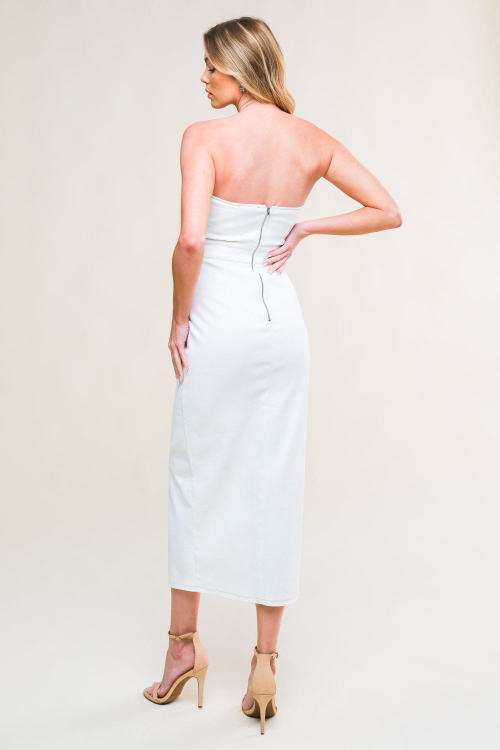 Easygoing Beauty White Denim Midi Dress - Women's Casual Summer Dress for Brunch, Beach & Date Night