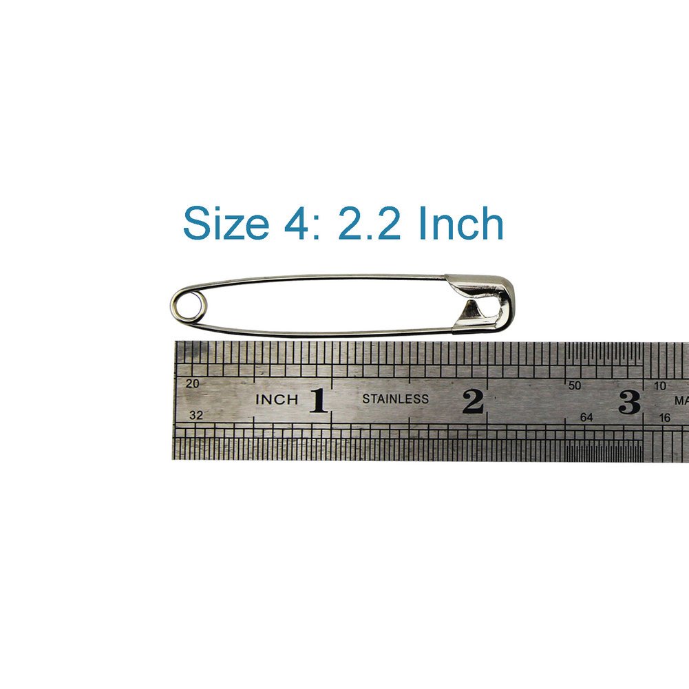 60PCS Large Safety Pins - Durable Rust-Resistant Nickel Plated Steel Pins (Size 4, 2.2inch/55mm) for Sewing, Crafting, Quilting & DIY Projects