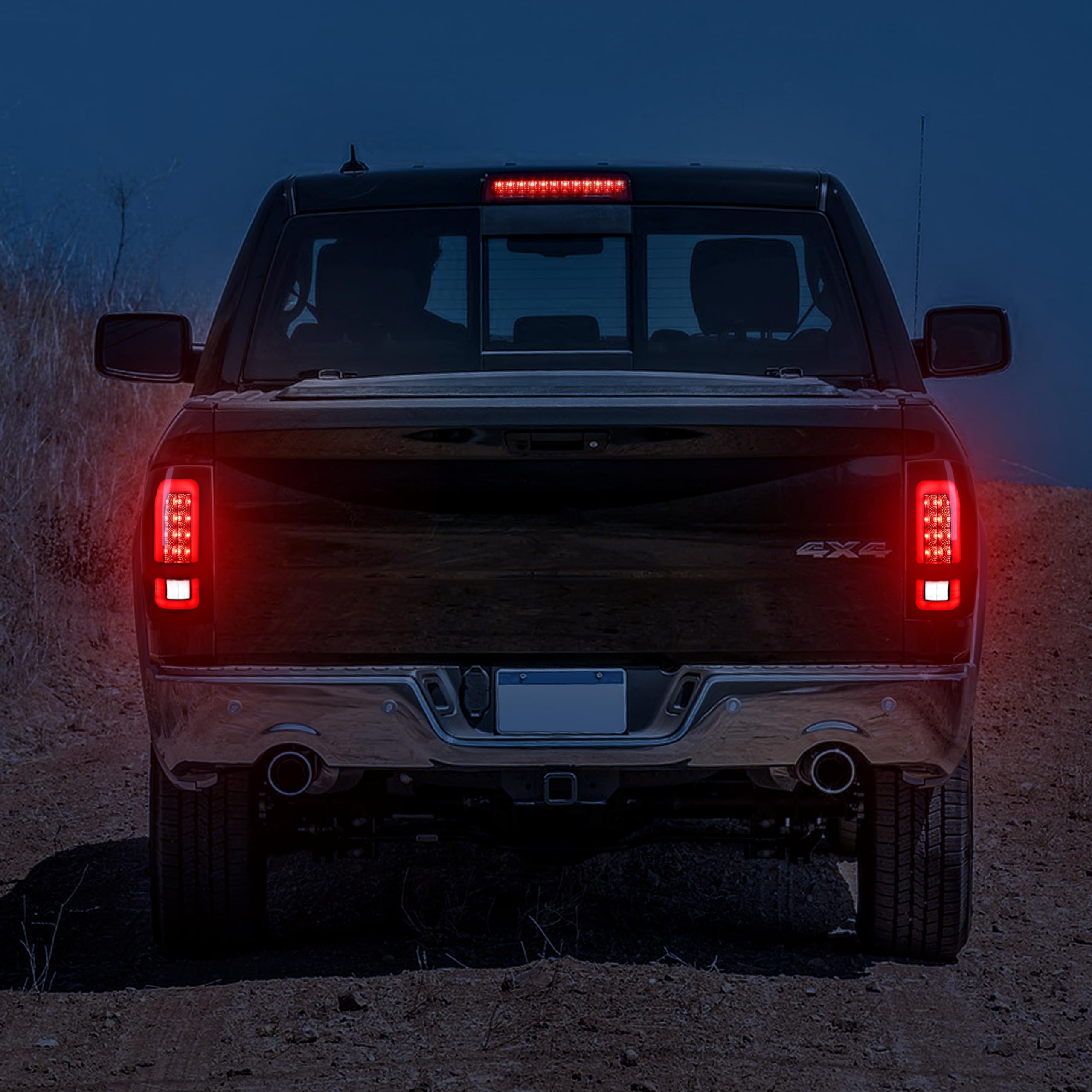 KEWISAUTO Full LED Tail Light for Dodge RAM 1500 2500 3500 2009-2018 - Smoked Rear Brake Light with Turn Signal & Running Lights - Direct Replacement IP67 Waterproof - Perfect for Off-Roading & Night Driving